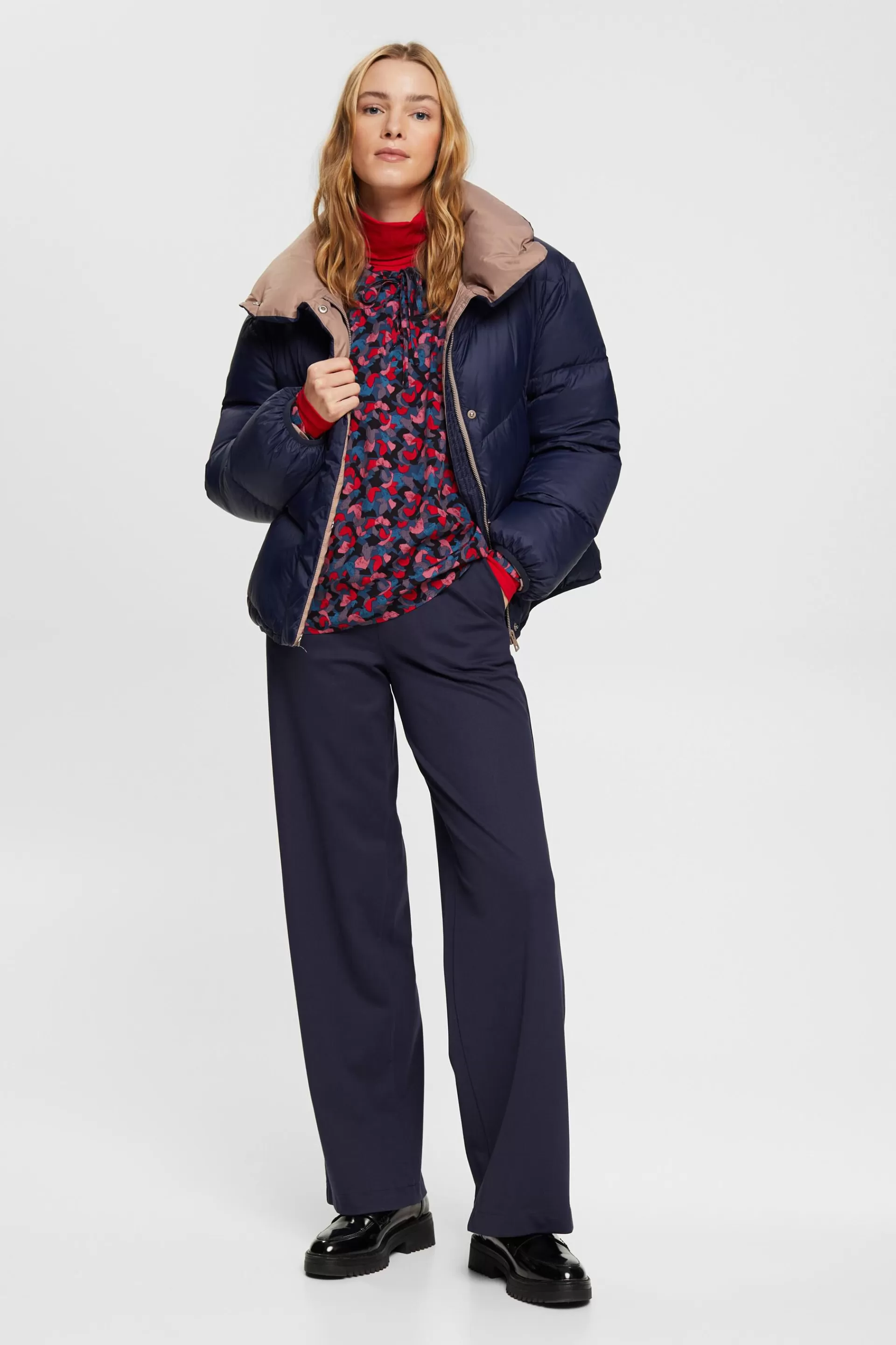 Gemusterte Bluse mit Bindedetail-ESPRIT New