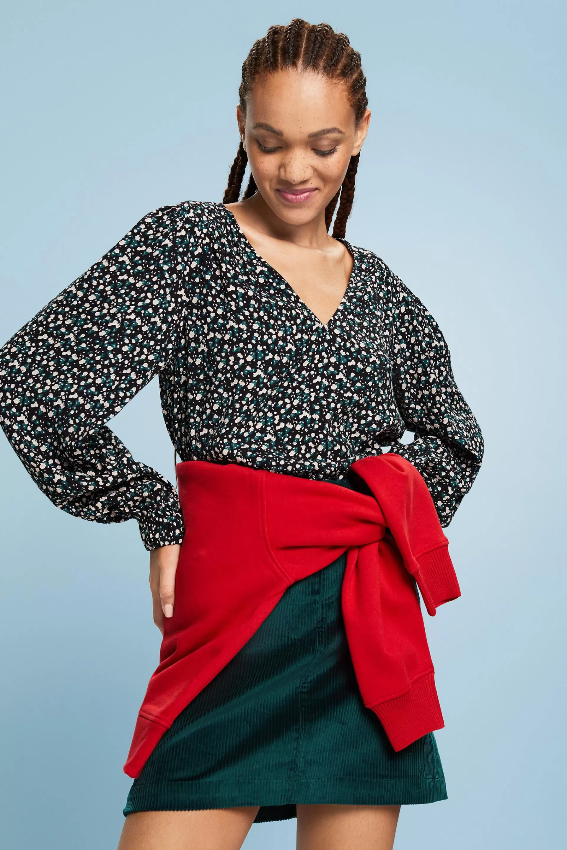 Gemusterte Bluse mit V-Ausschnitt-ESPRIT Sale