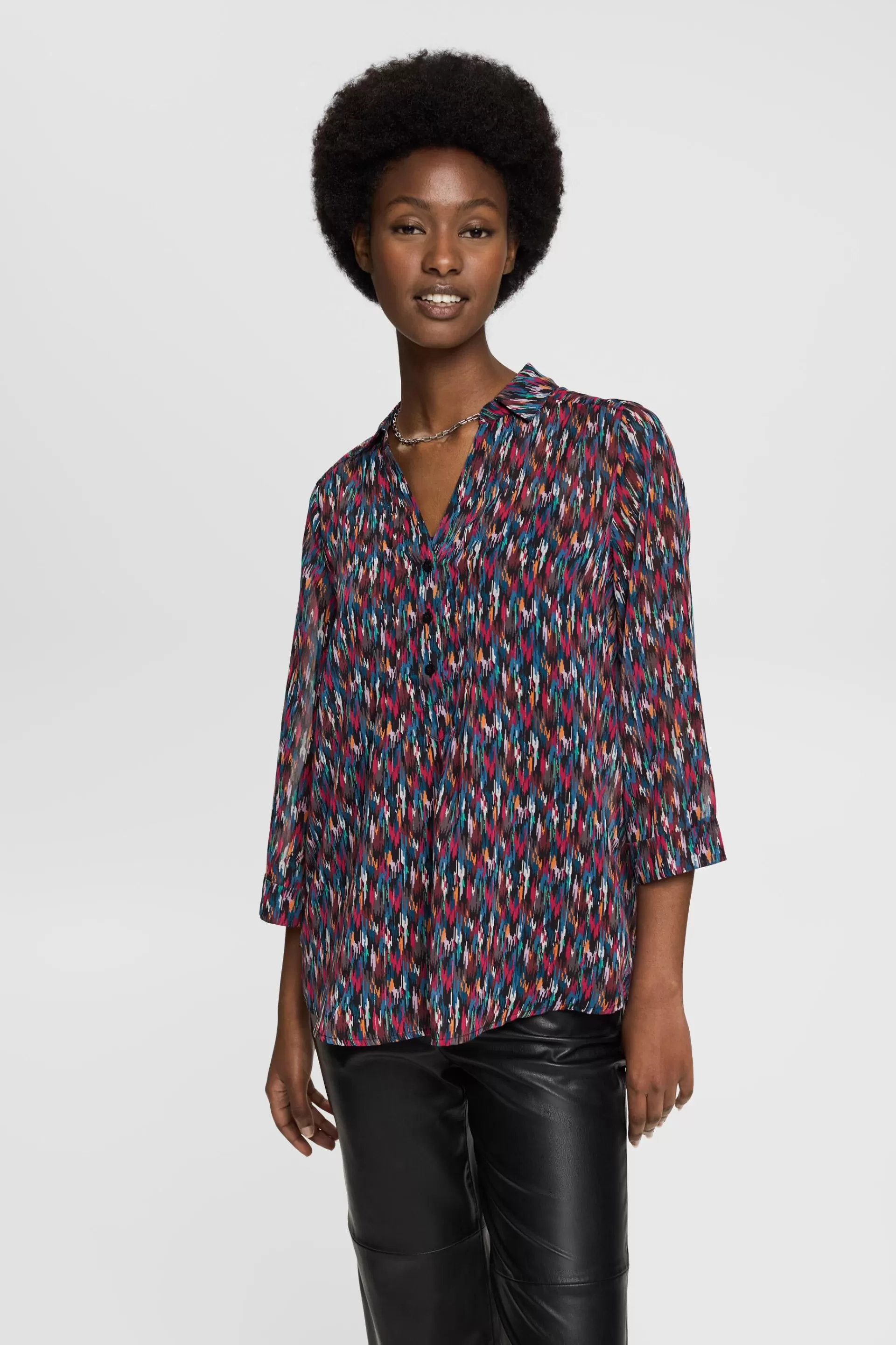 Gemusterte Chiffon-Bluse mit Glitzereffekt-ESPRIT Flash Sale