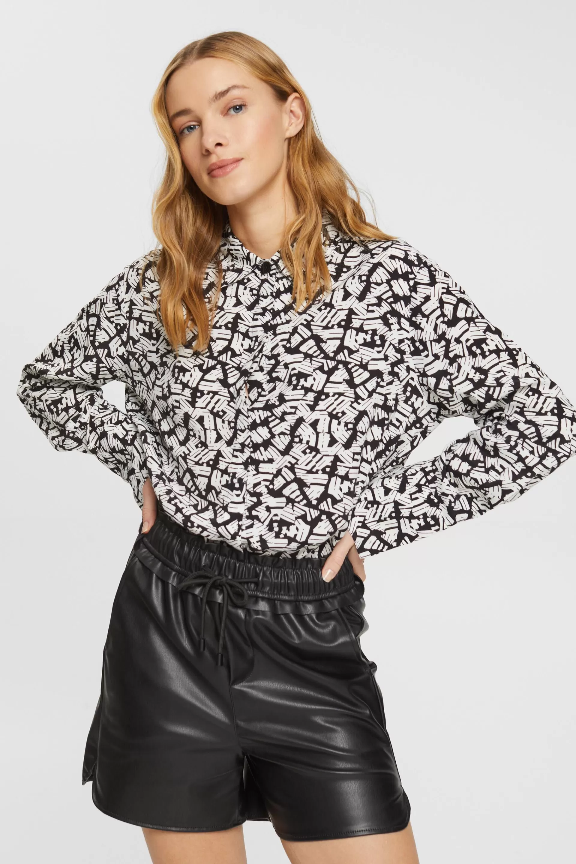 Gemusterte Crêpe-Bluse-ESPRIT Clearance