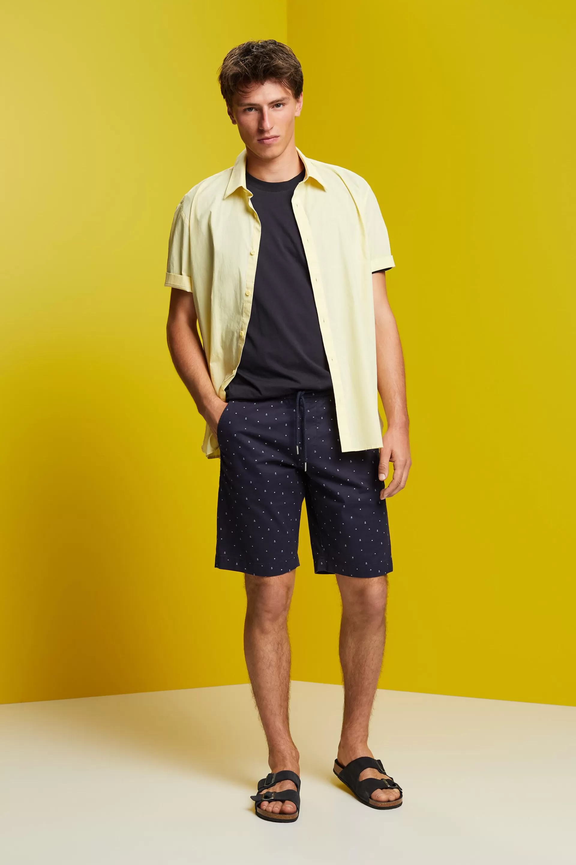 Gemusterte Pull-on-Shorts, Baumwollstretch-ESPRIT Online
