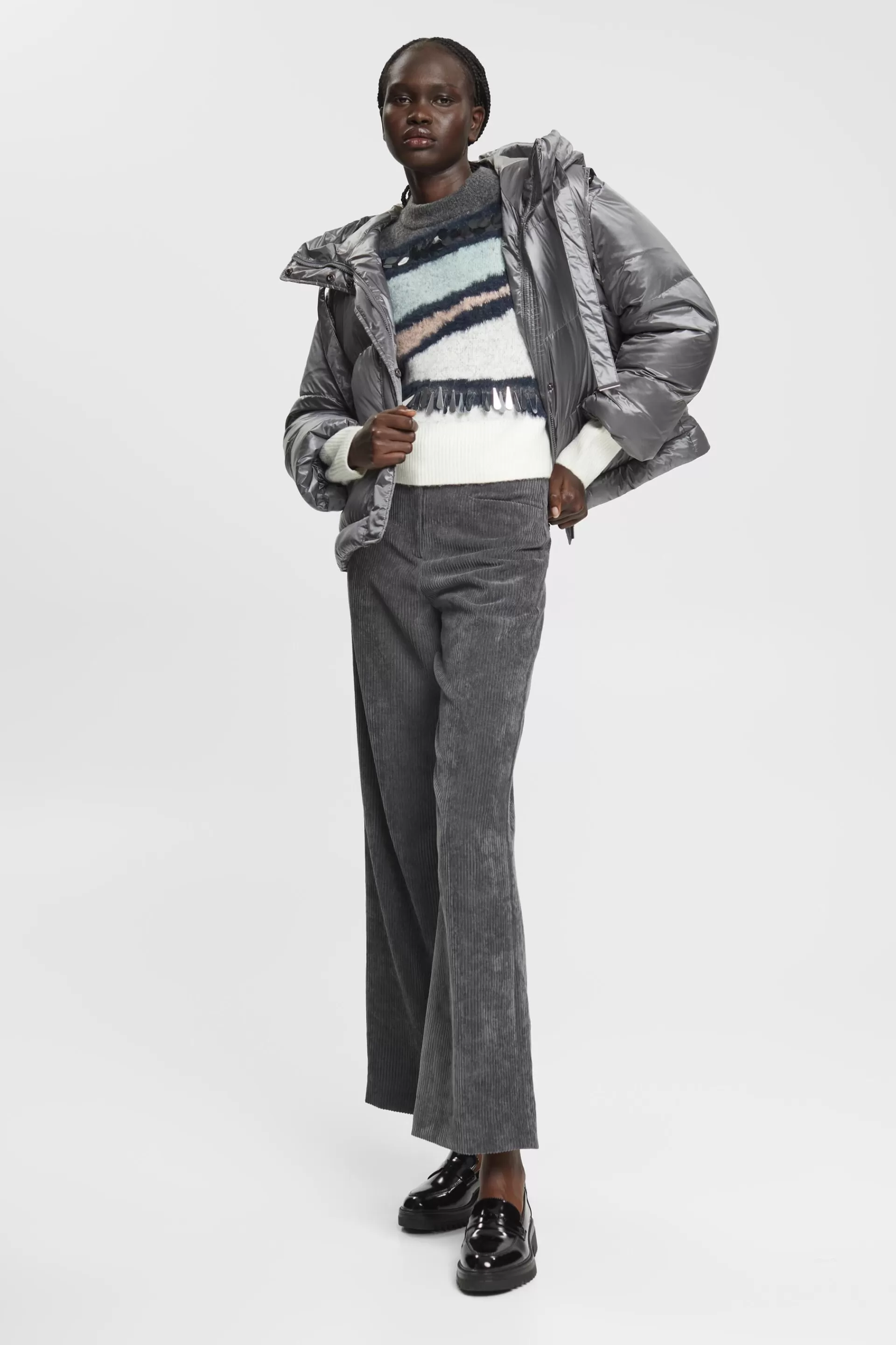 Gemusterter Strickpullover mit Pailletten-ESPRIT Online