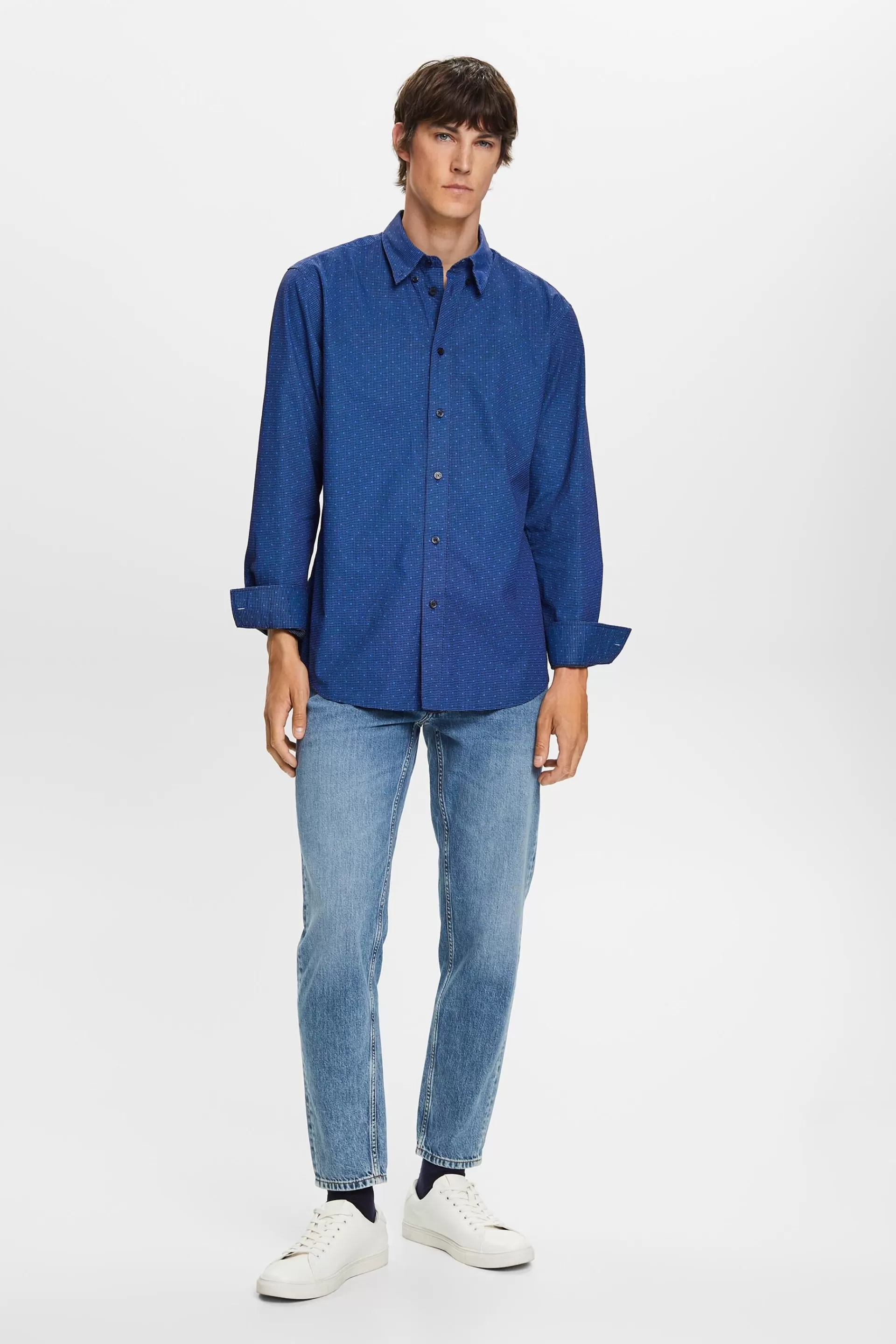 Gemustertes Button-Down-Hemd, 100 % Baumwolle-ESPRIT Sale