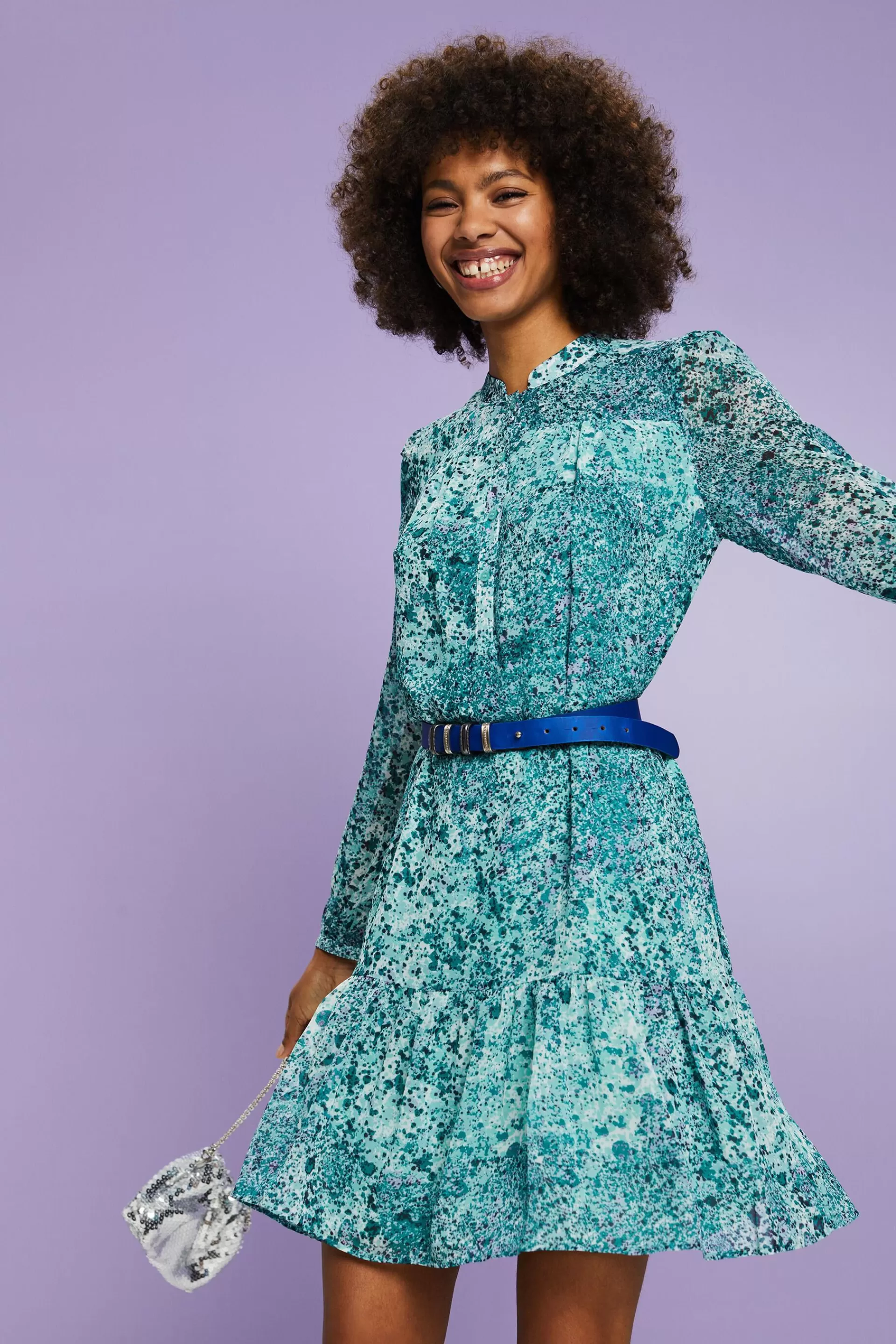 Gemustertes Chiffon-Minikleid-ESPRIT Fashion