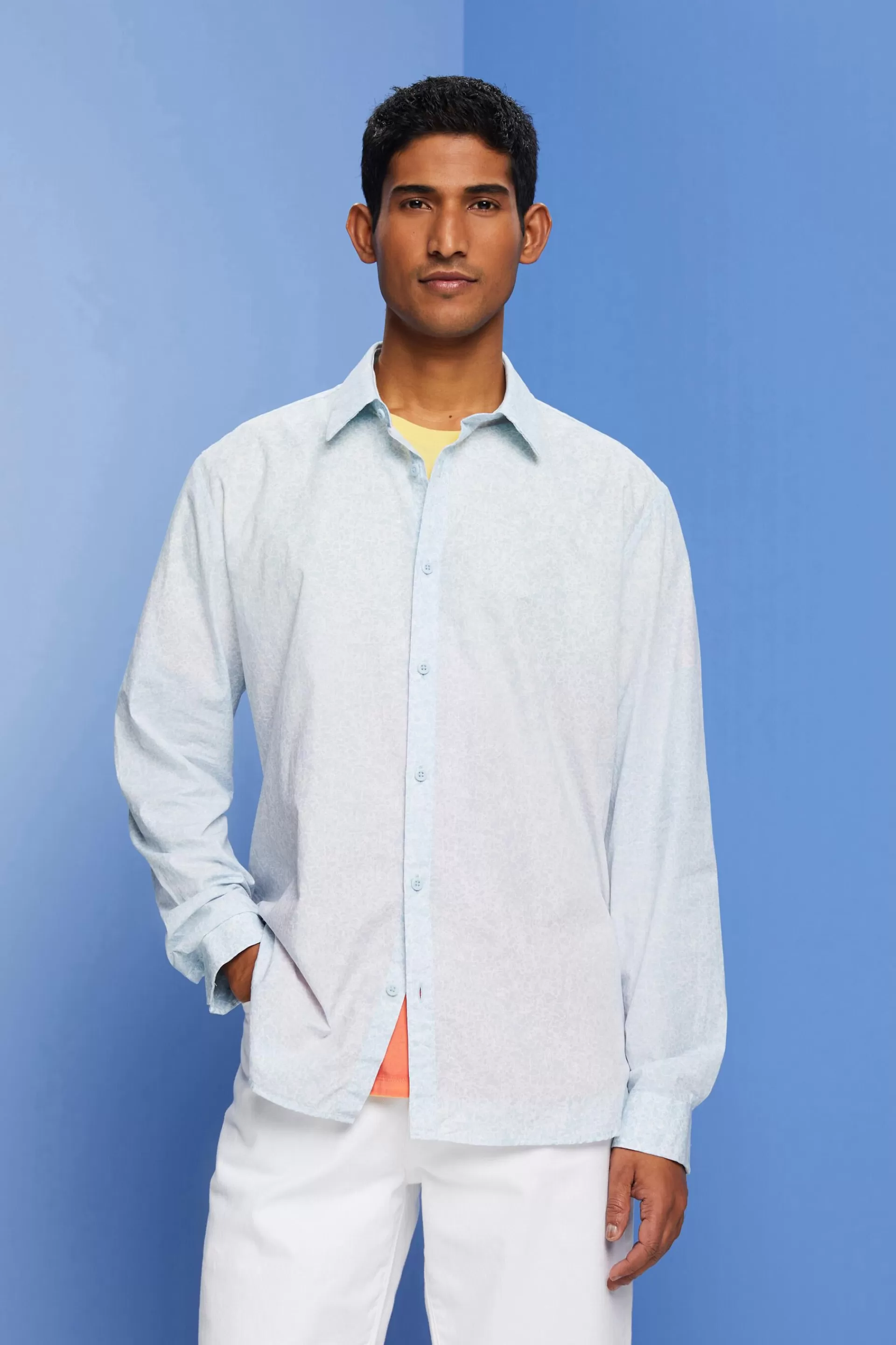 Gemustertes Hemd, 100 % Baumwolle-ESPRIT Online