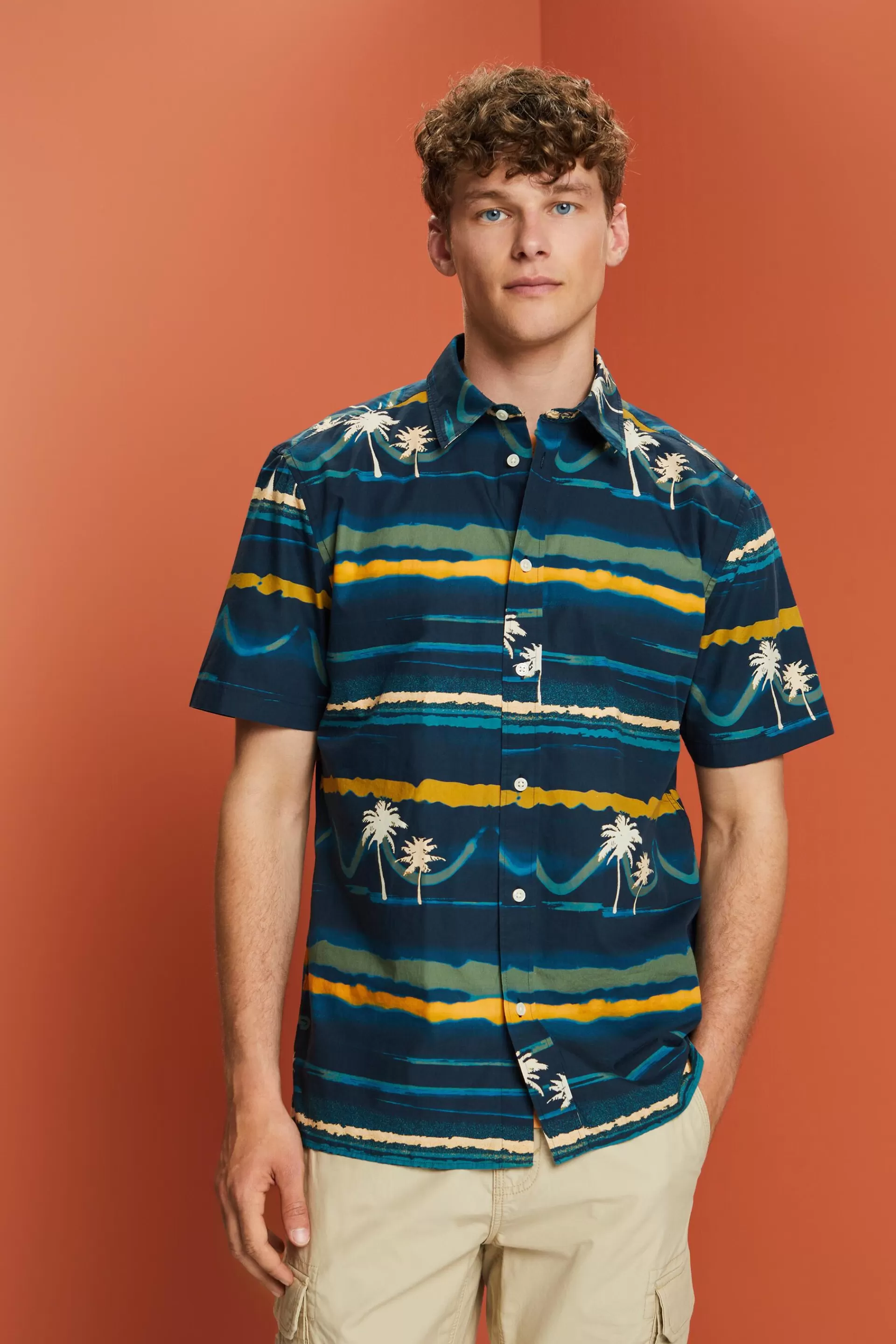 Gemustertes Kurzarm-Hemd, 100% Baumwolle-ESPRIT Cheap