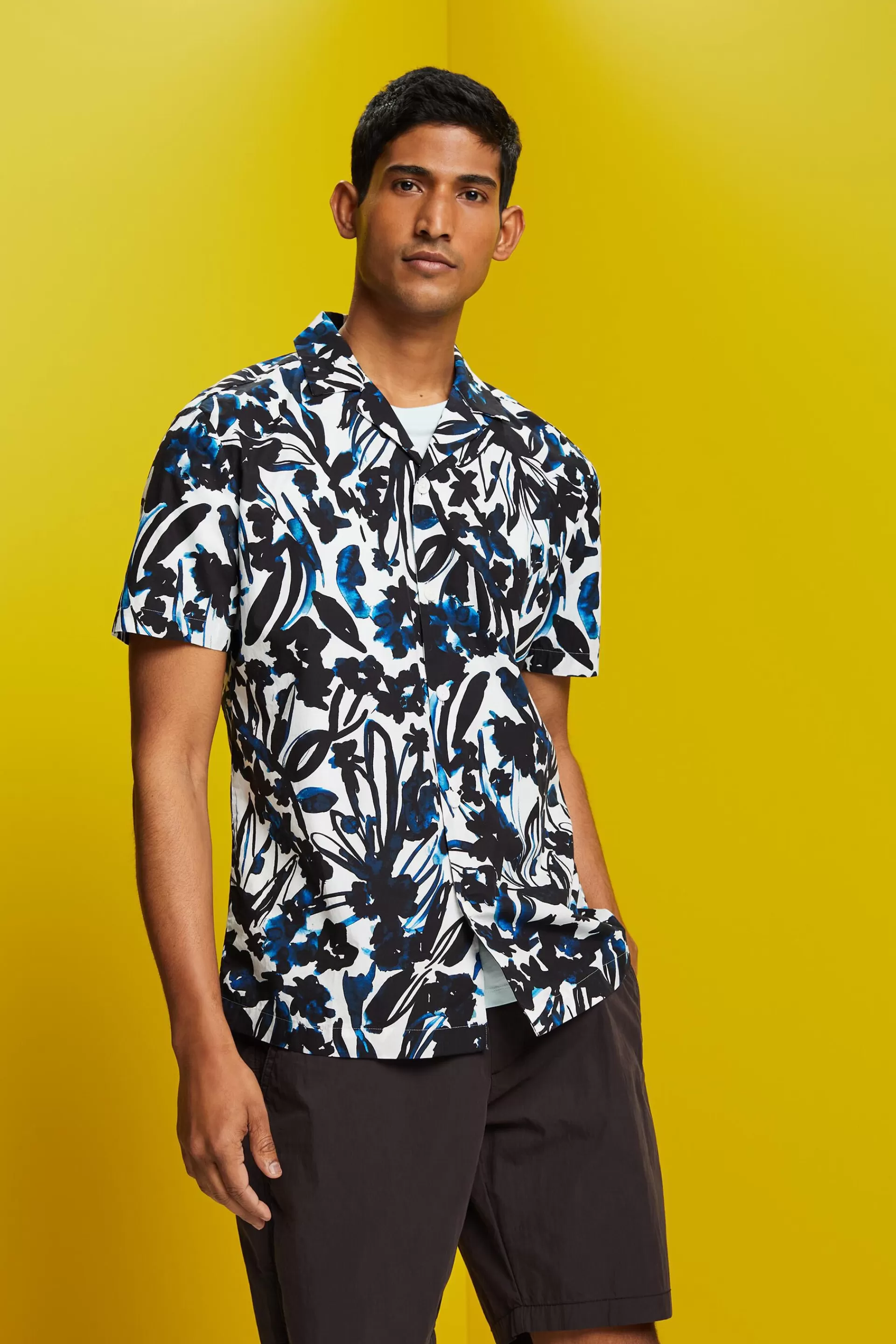Gemustertes Kurzarm-Hemd, 100% Baumwolle-ESPRIT Discount
