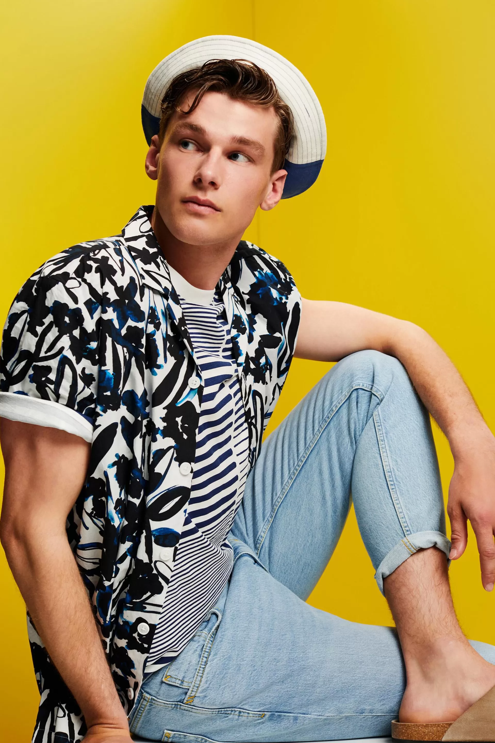 Gemustertes Kurzarm-Hemd, 100% Baumwolle-ESPRIT Discount