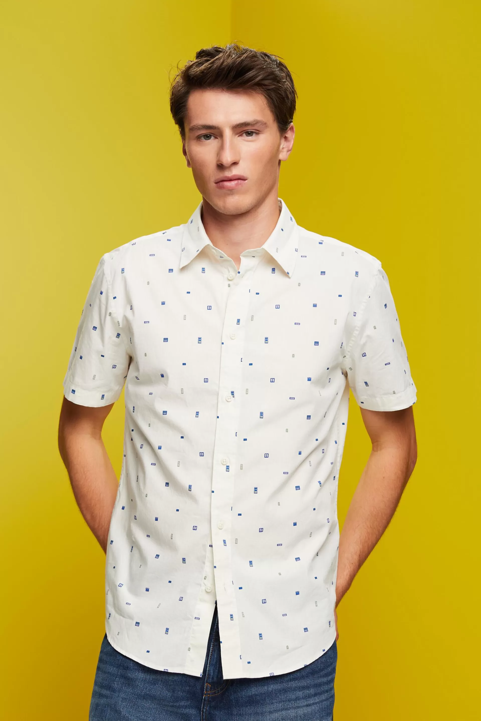 Gemustertes Kurzarm-Hemd, 100% Baumwolle-ESPRIT Sale