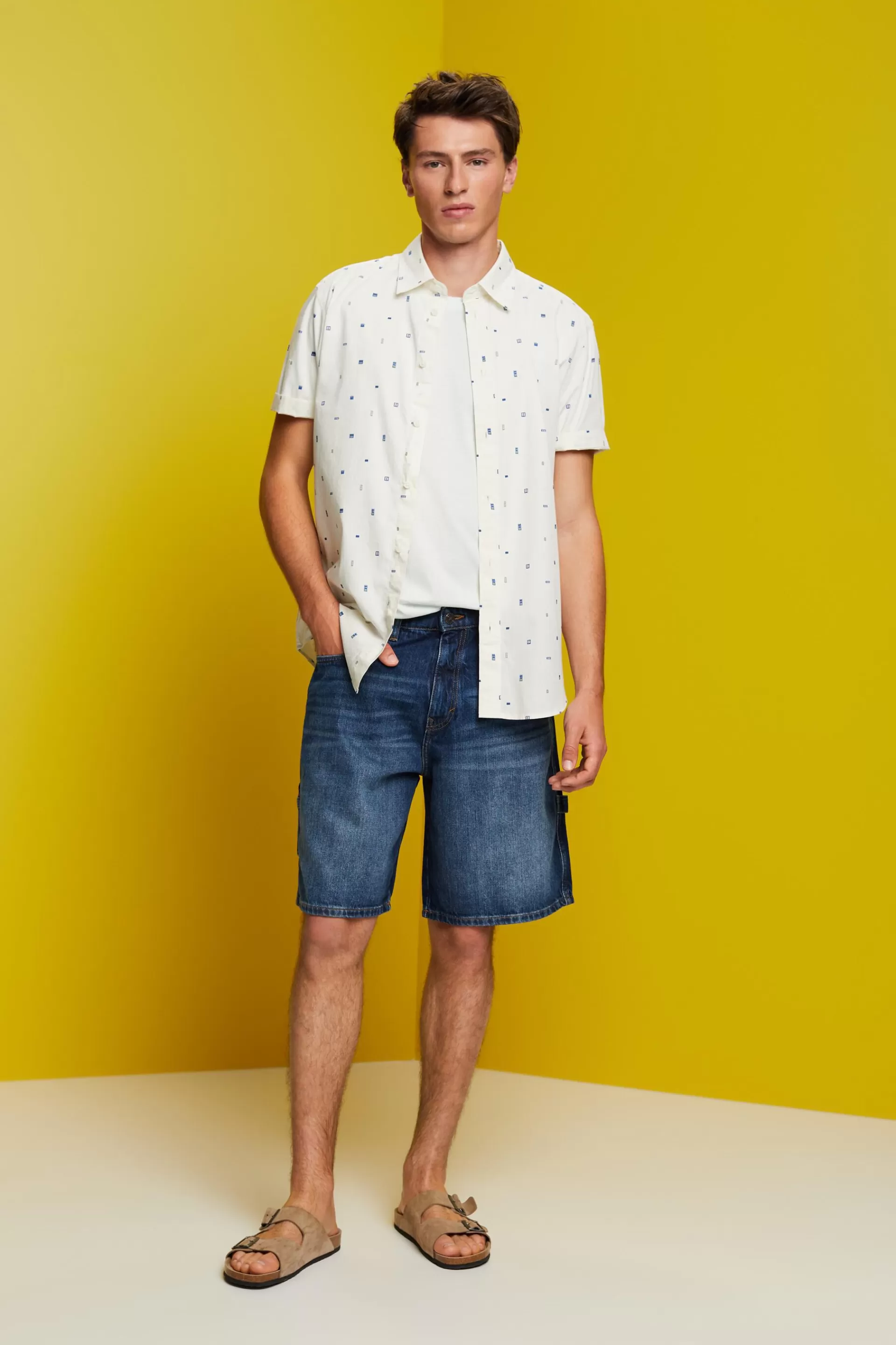 Gemustertes Kurzarm-Hemd, 100% Baumwolle-ESPRIT Sale