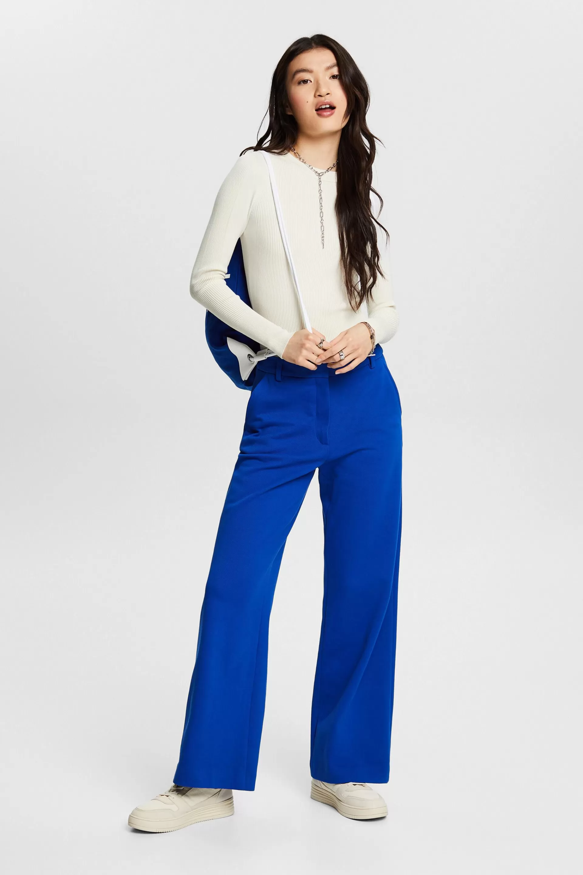 Gerade geschnittene Hose aus Piqué-Jersey-ESPRIT New