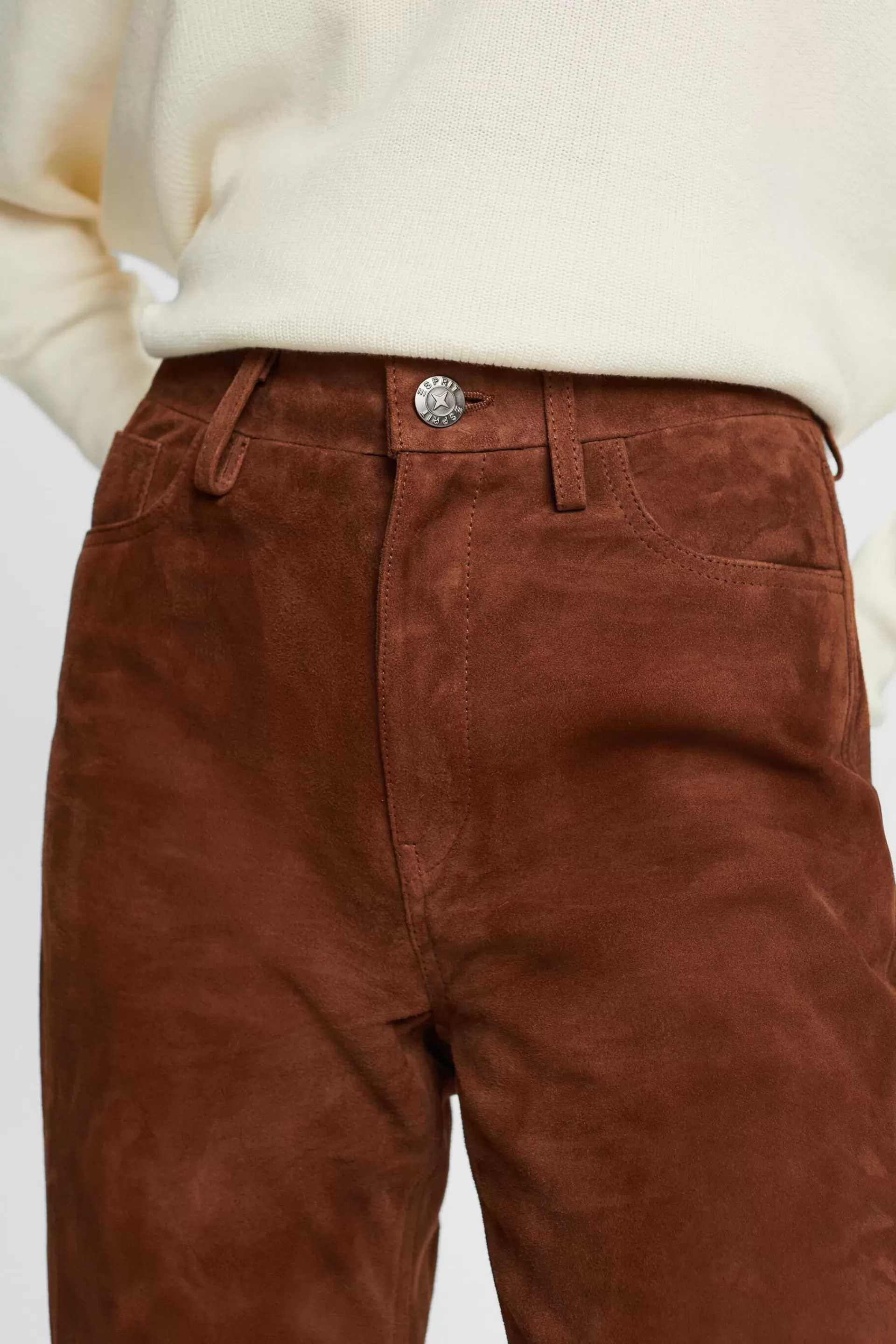 Gerade geschnittene Hose aus Rauleder-ESPRIT Fashion