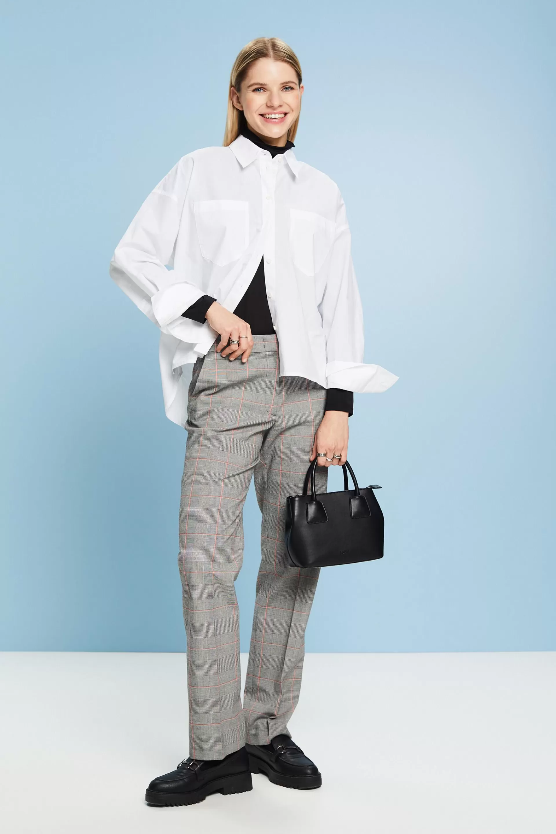Gerade geschnittene Hose mit Karomuster-ESPRIT Outlet