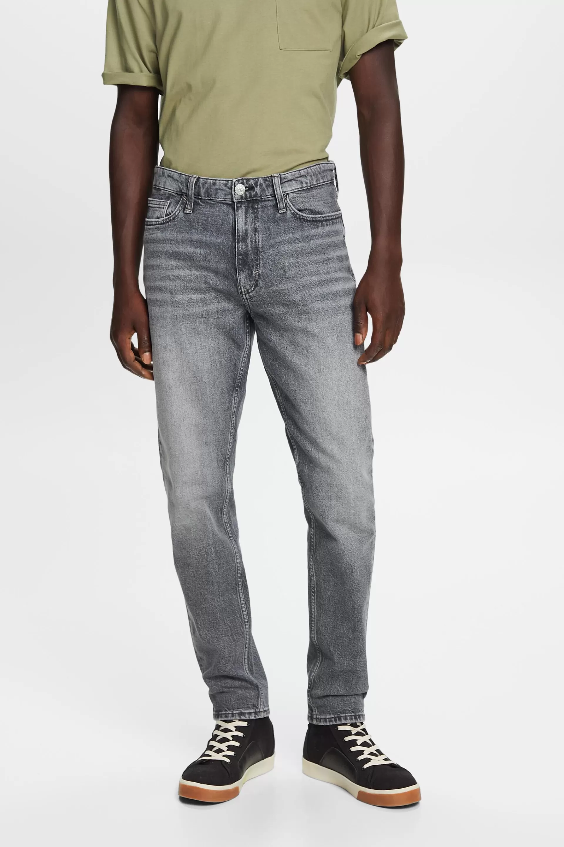 Gerade, konische Jeans mit mittelhohem Bund-ESPRIT Clearance
