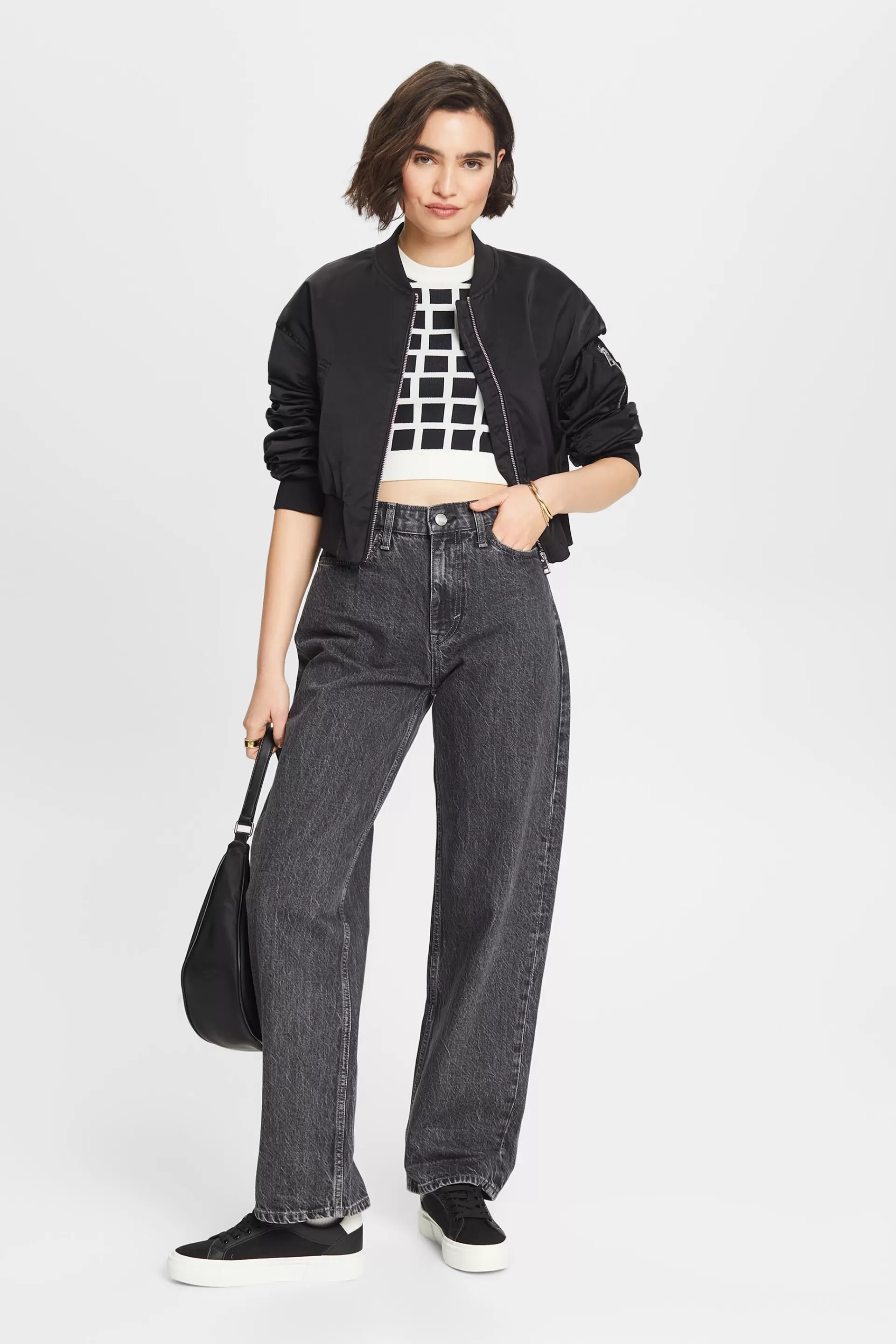 Gerade Retro-Jeans mit mittelhohem Bund-ESPRIT Store