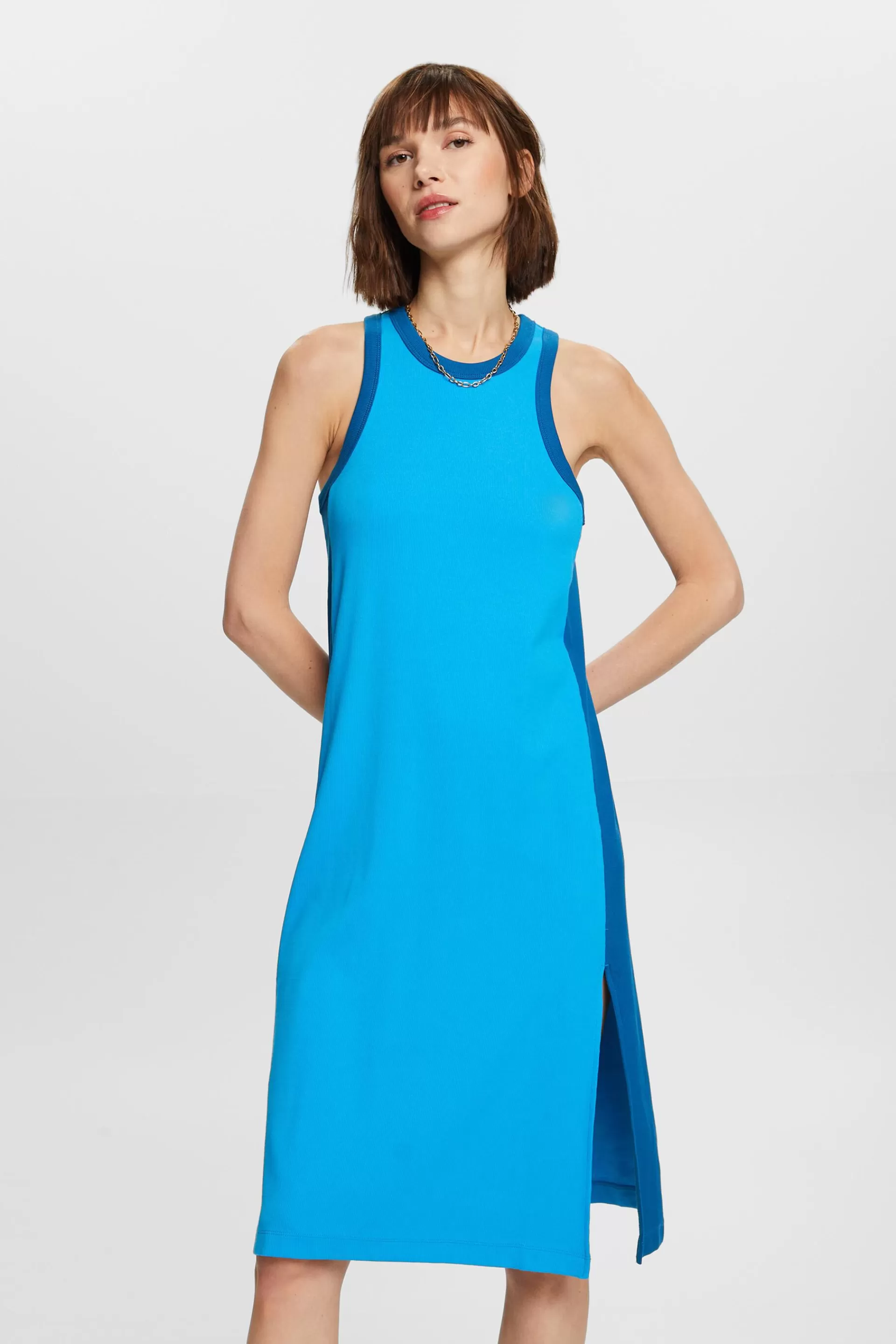 Geripptes Midikleid aus Jersey, Stretchbaumwolle-ESPRIT Flash Sale