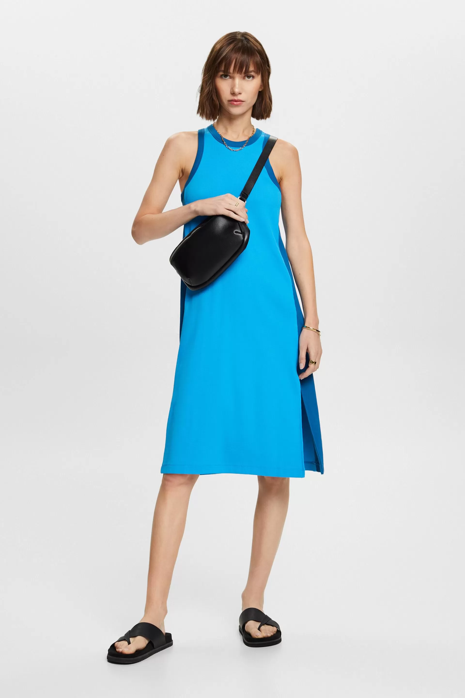 Geripptes Midikleid aus Jersey, Stretchbaumwolle-ESPRIT Flash Sale