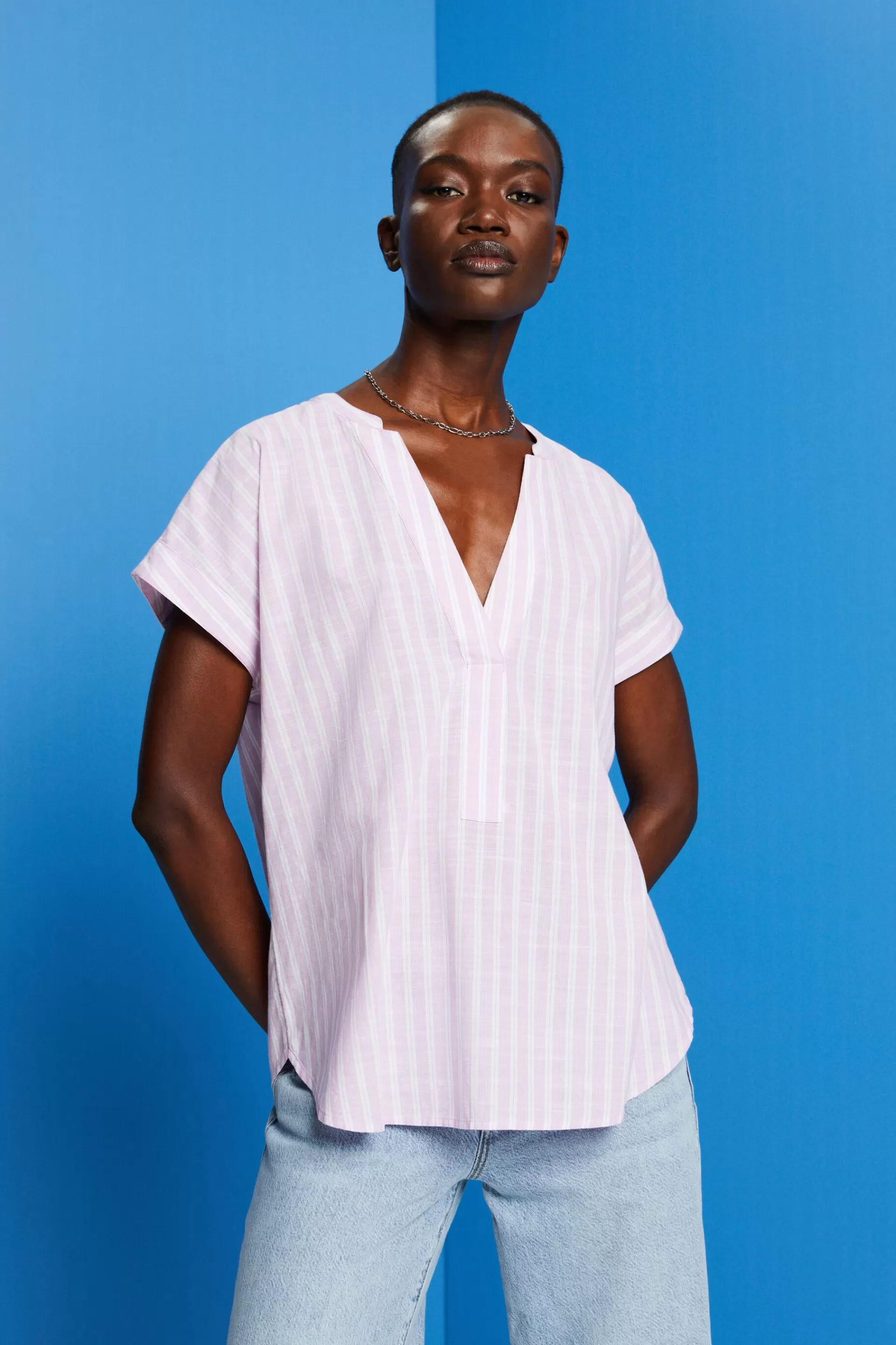 Gestreifte Baumwollbluse-ESPRIT Shop