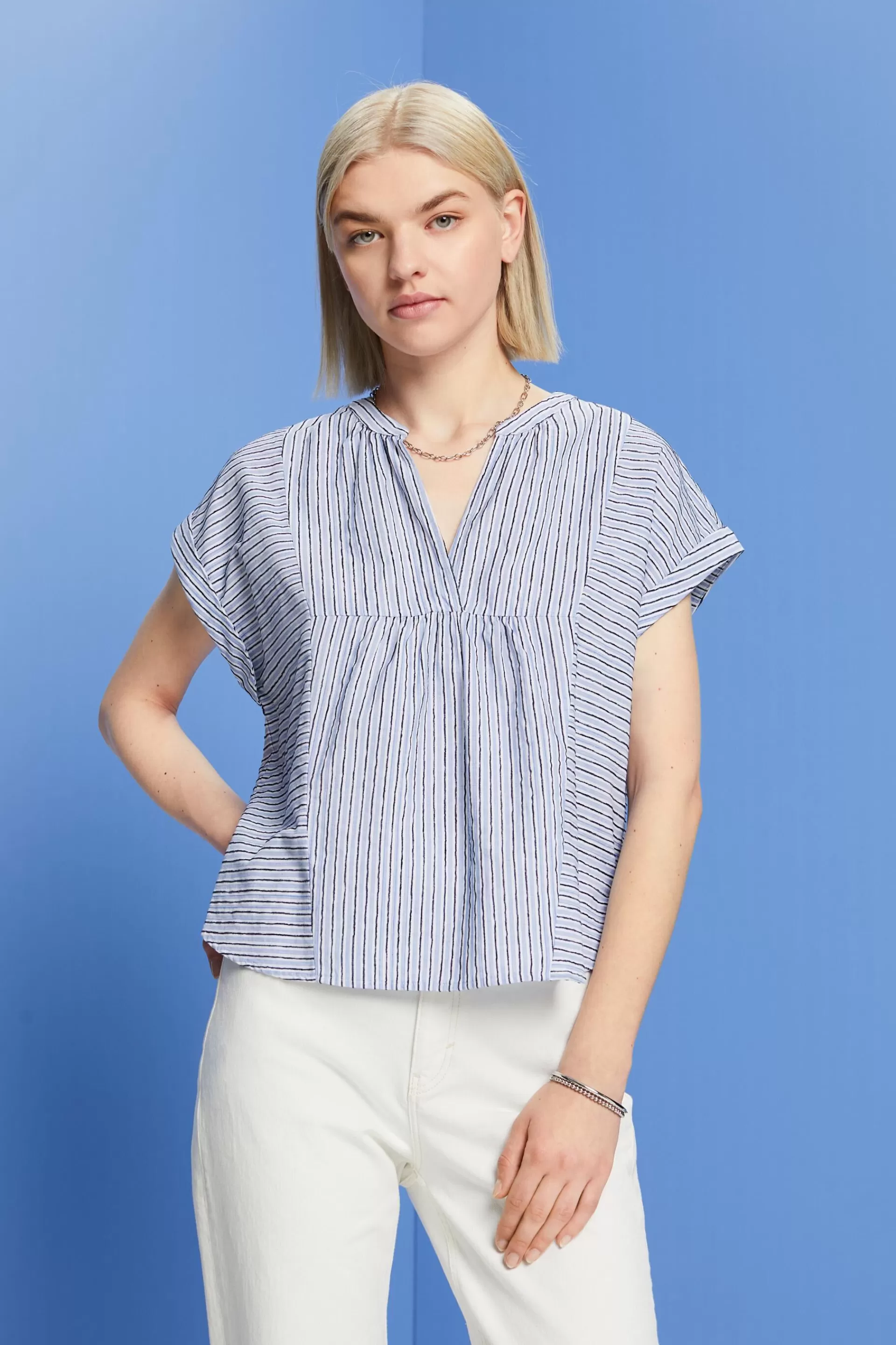 Gestreifte Kurzarmbluse aus 100 % Baumwolle-ESPRIT Cheap