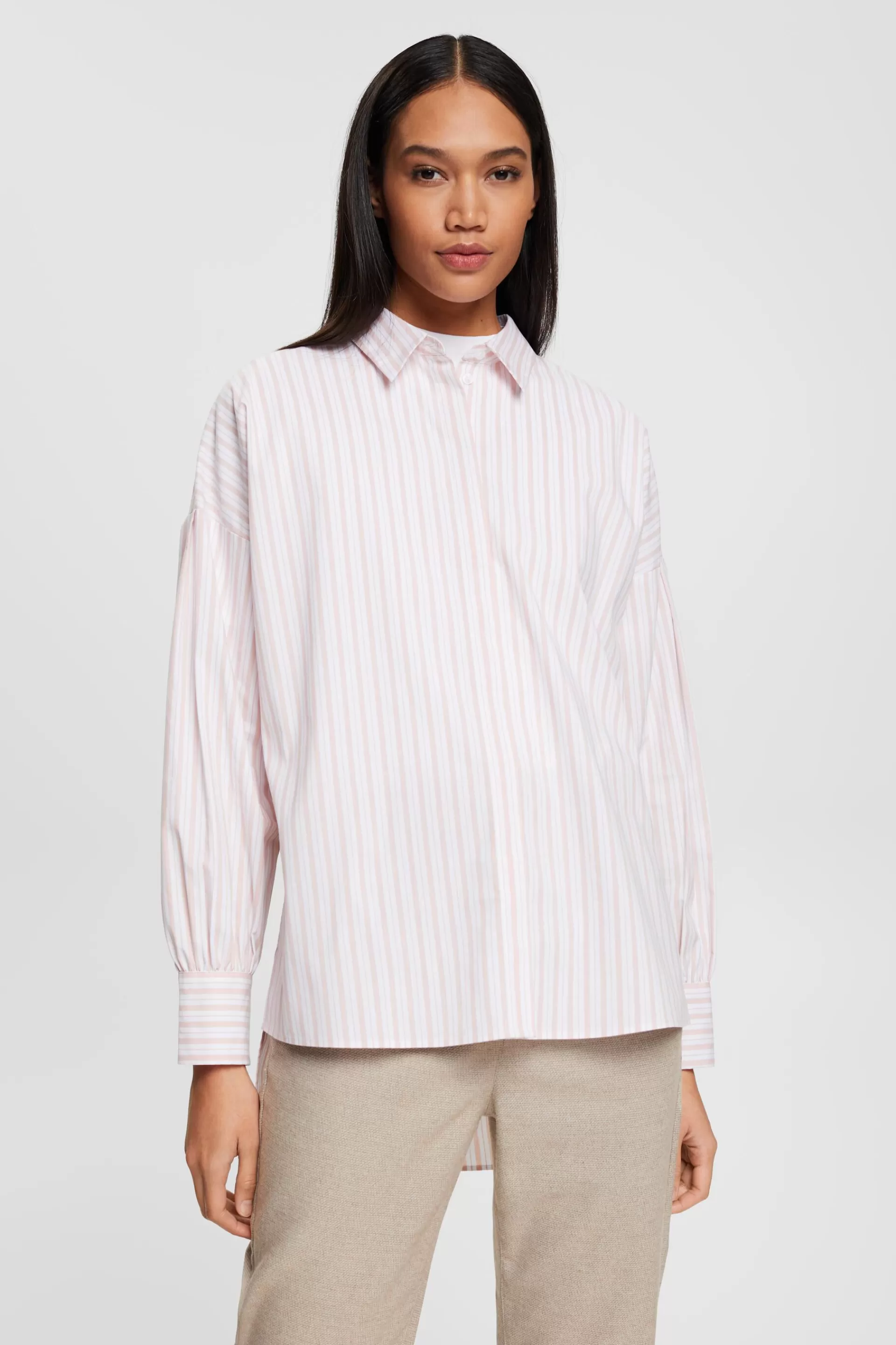Gestreifte Oversize-Bluse in High-Low-Form-ESPRIT Cheap