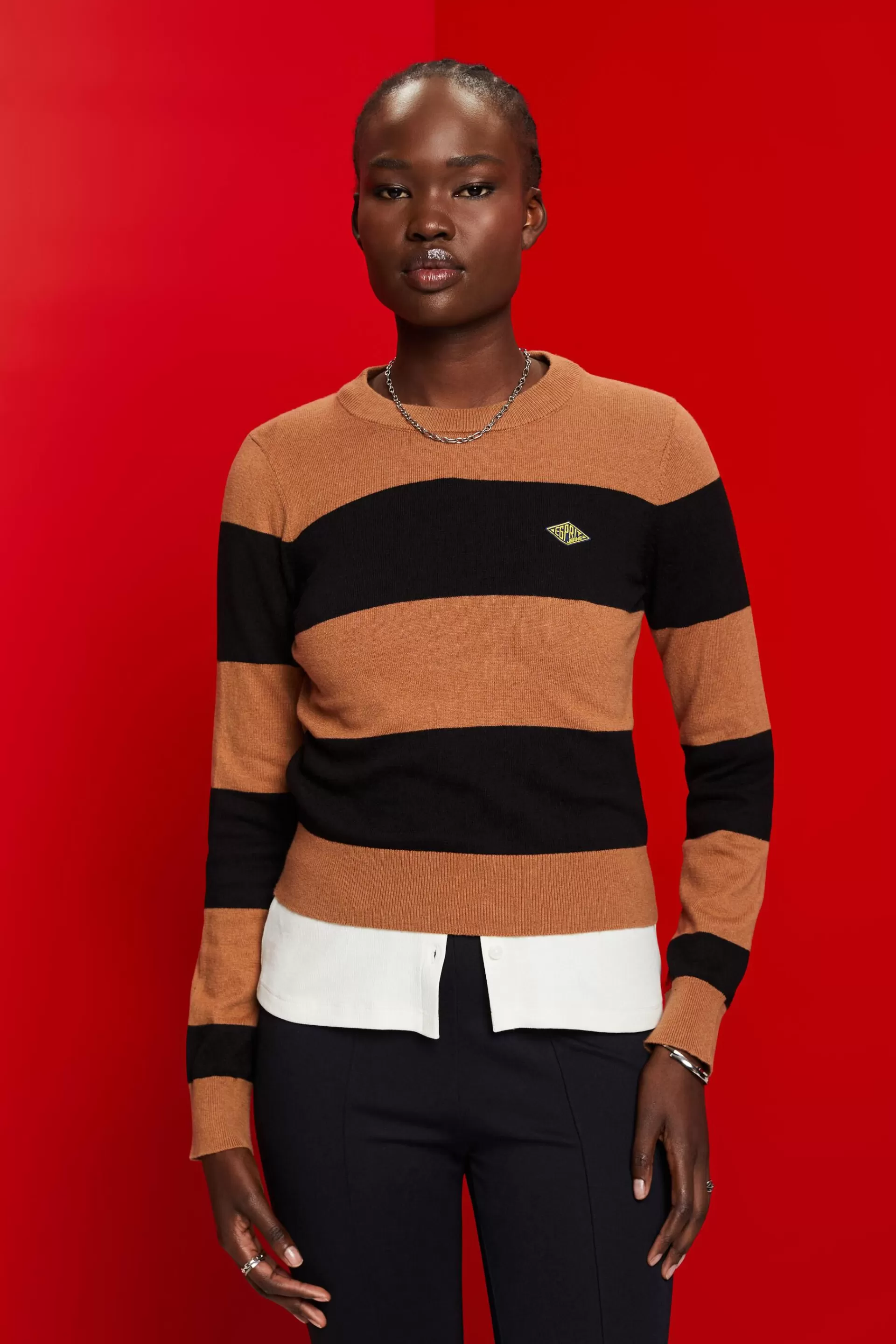 Gestreifter Baumwollpullover mit Kaschmir-ESPRIT Outlet