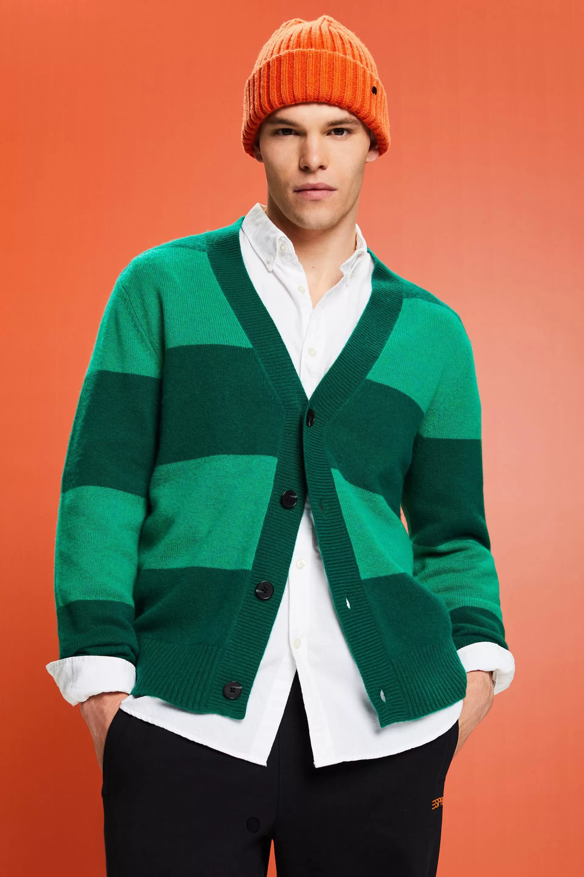 Gestreifter Cardigan aus Kaschmir mit V-Ausschnitt-ESPRIT Cheap