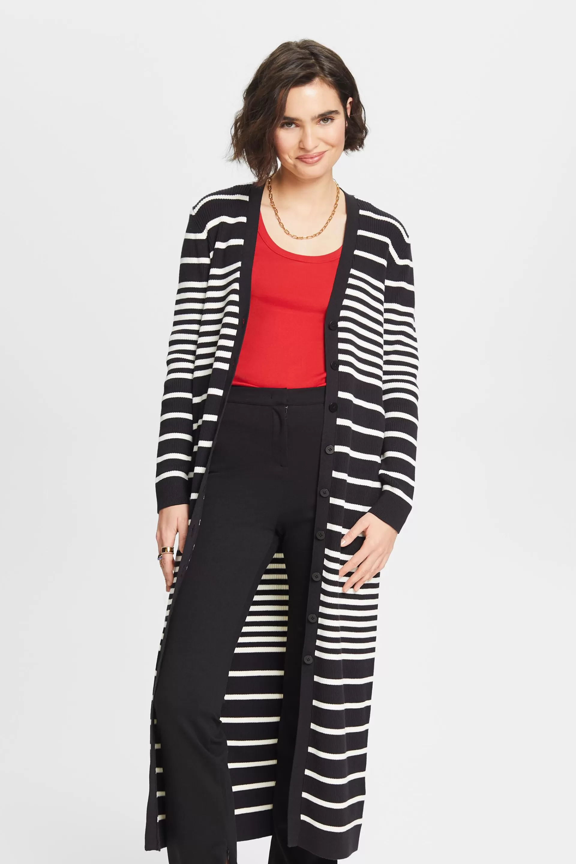 Gestreifter Cardigan in Midilänge-ESPRIT Outlet