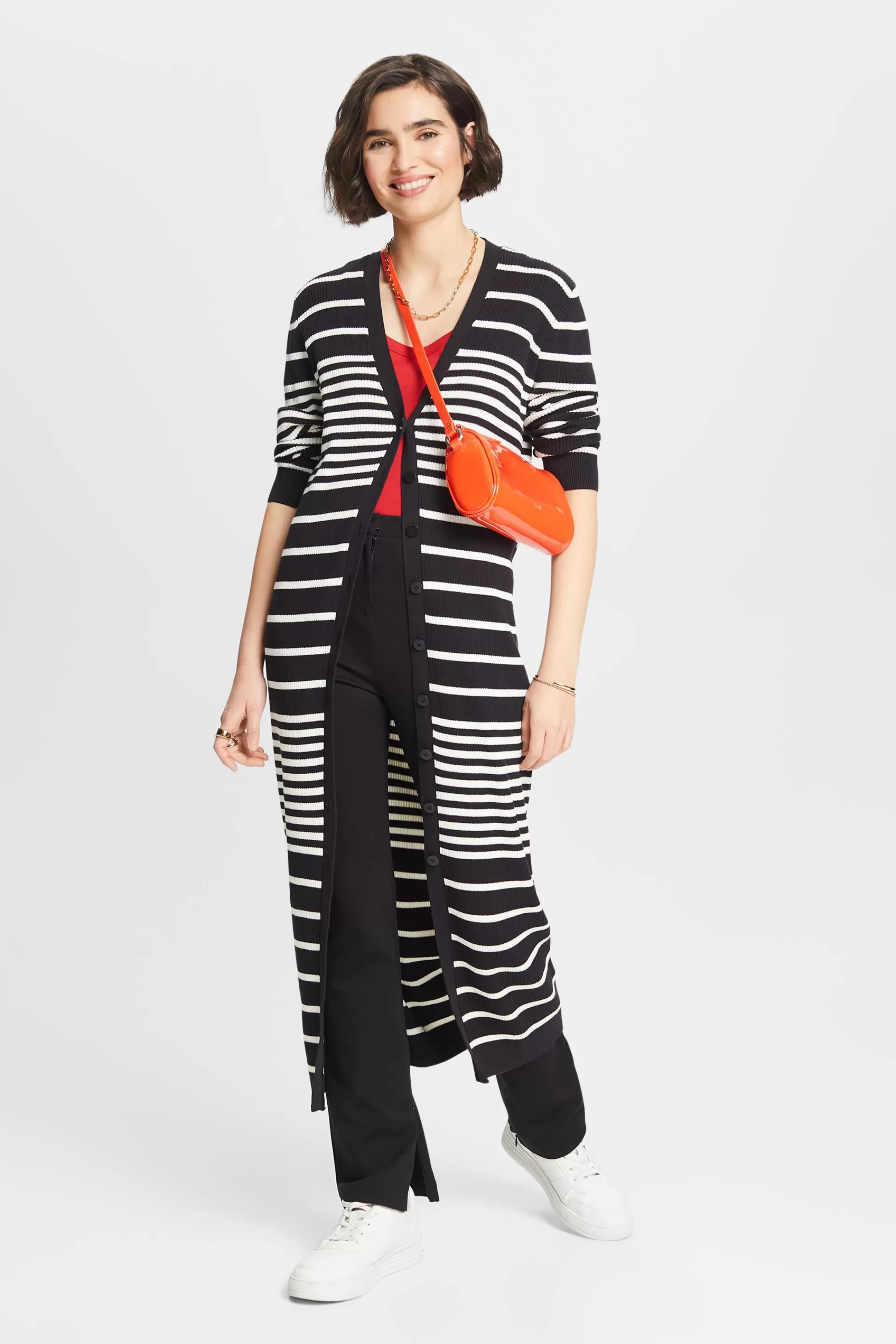 Gestreifter Cardigan in Midilänge-ESPRIT Outlet