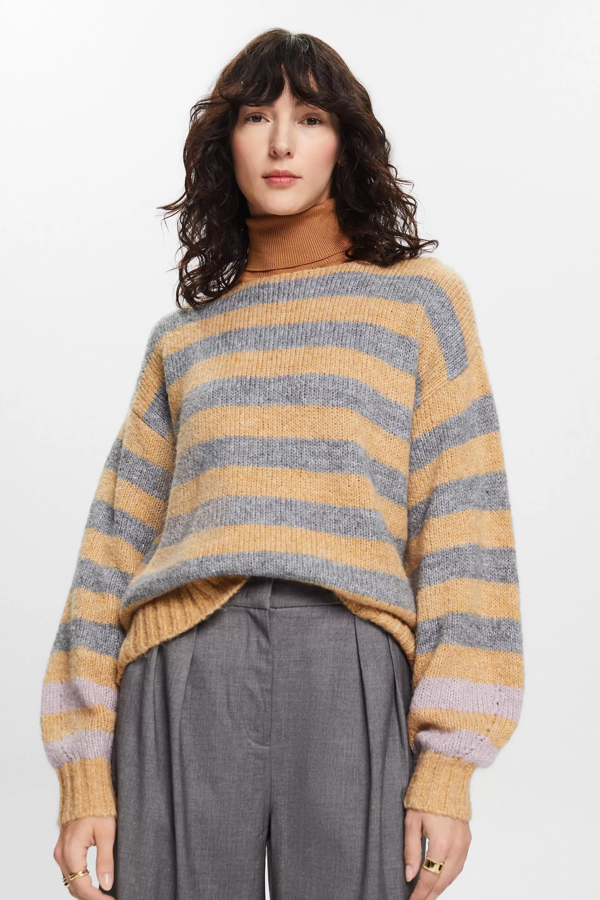 Gestreifter Pullover aus Wolle-Mohair-Mix-ESPRIT Clearance