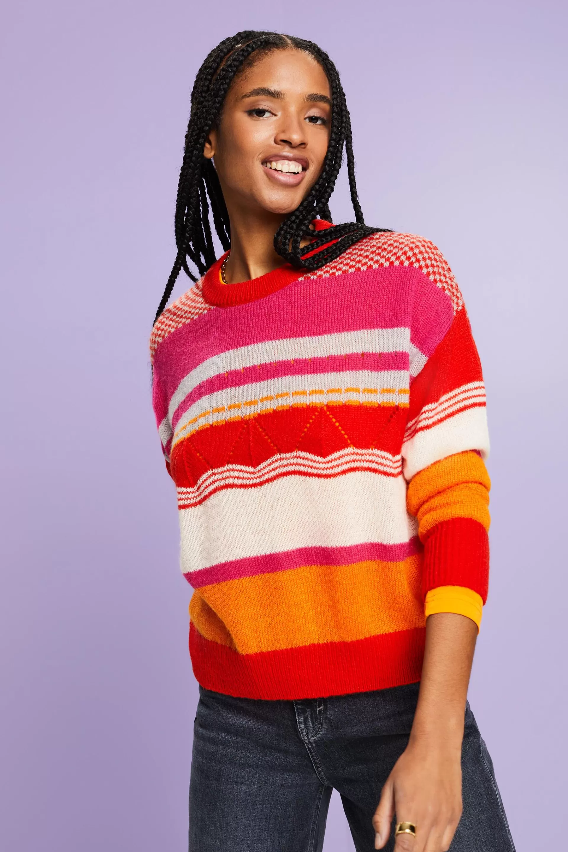 Gestreifter Rundhals-Pullover-ESPRIT Best Sale
