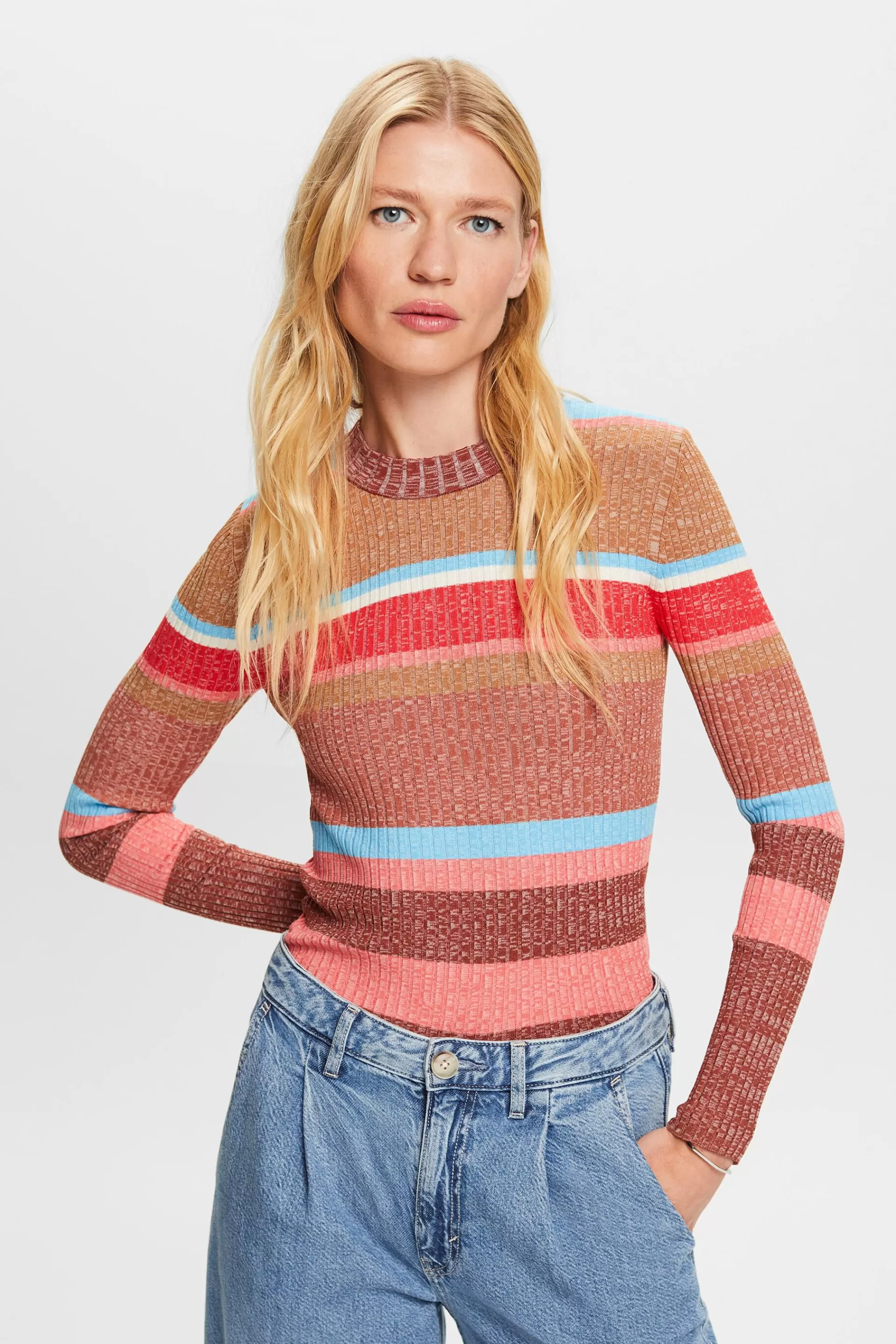 Gestreifter Strickpullover, LENZING™ ECOVERO™-ESPRIT Online