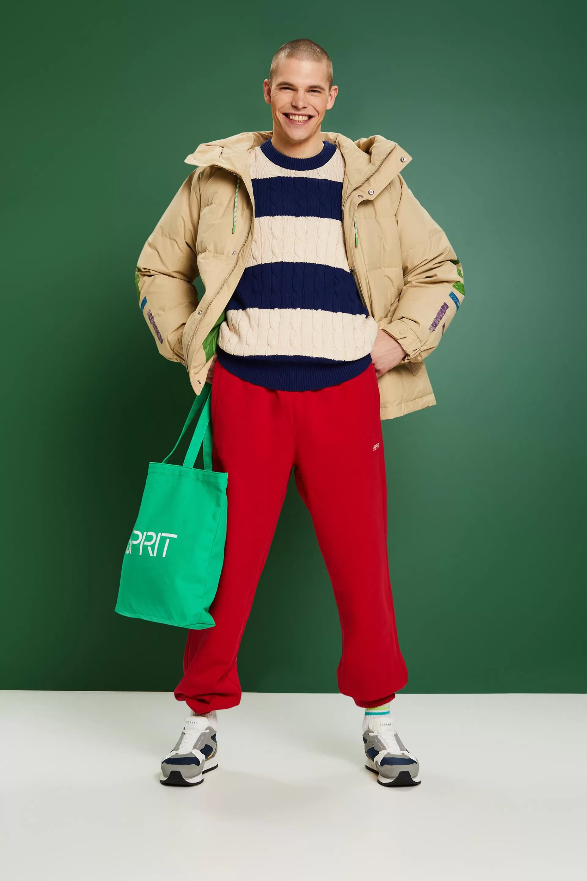Gestreifter Zopfstrickpullover-ESPRIT Discount