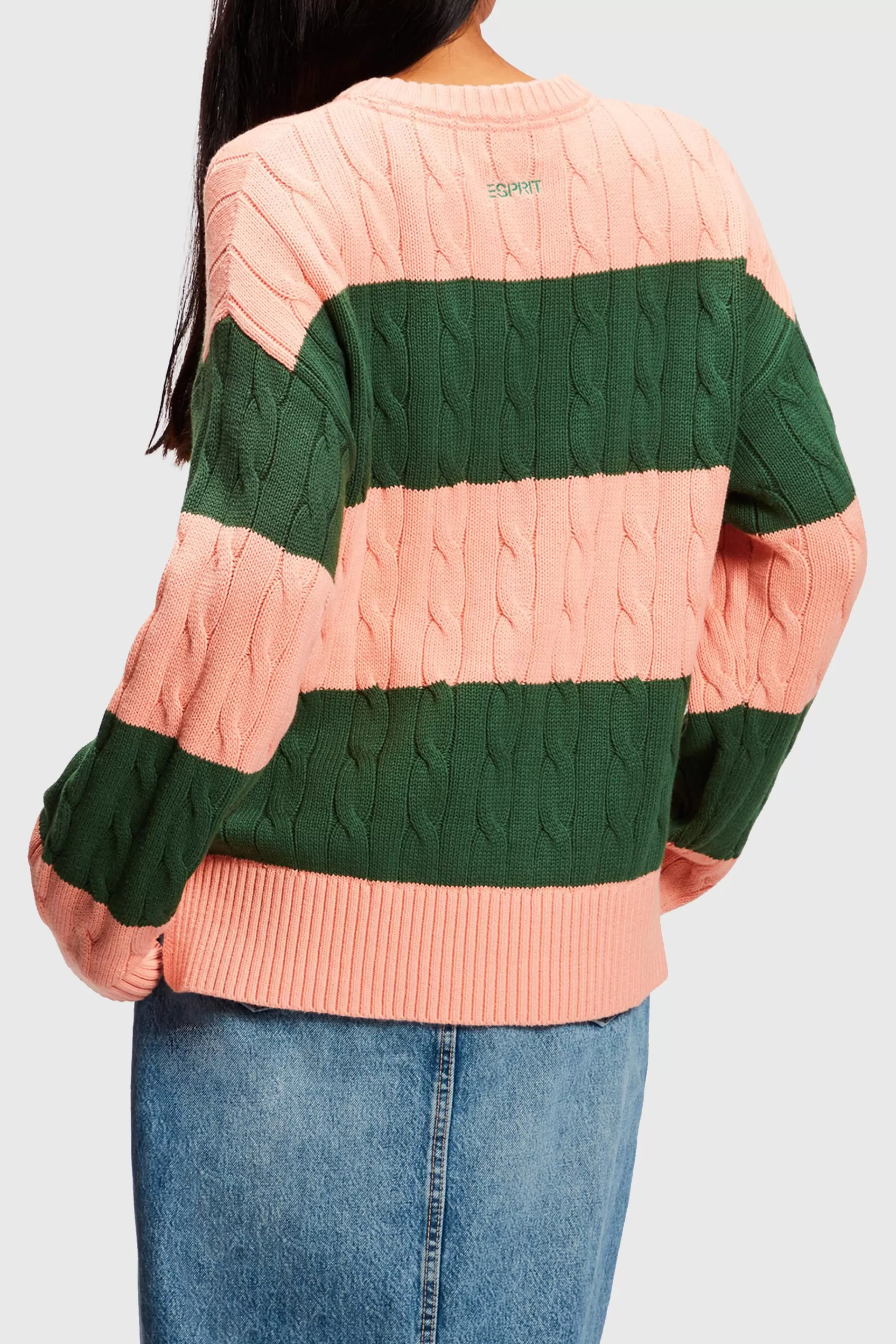 Gestreifter Zopfstrickpullover mit Delfin-Logo-ESPRIT Hot