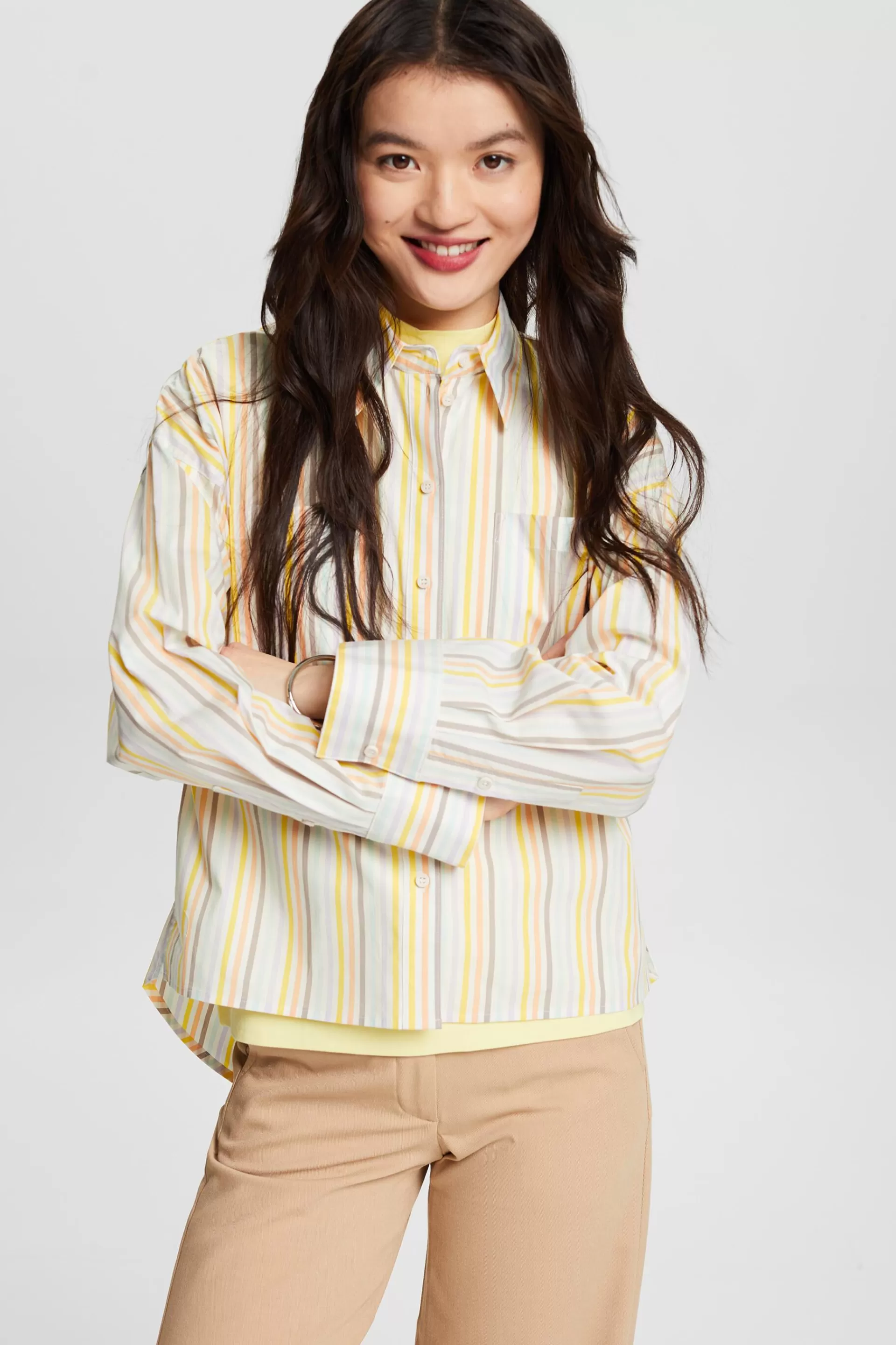 Gestreiftes Button-Down-Hemd in Oversize-Form-ESPRIT Best Sale