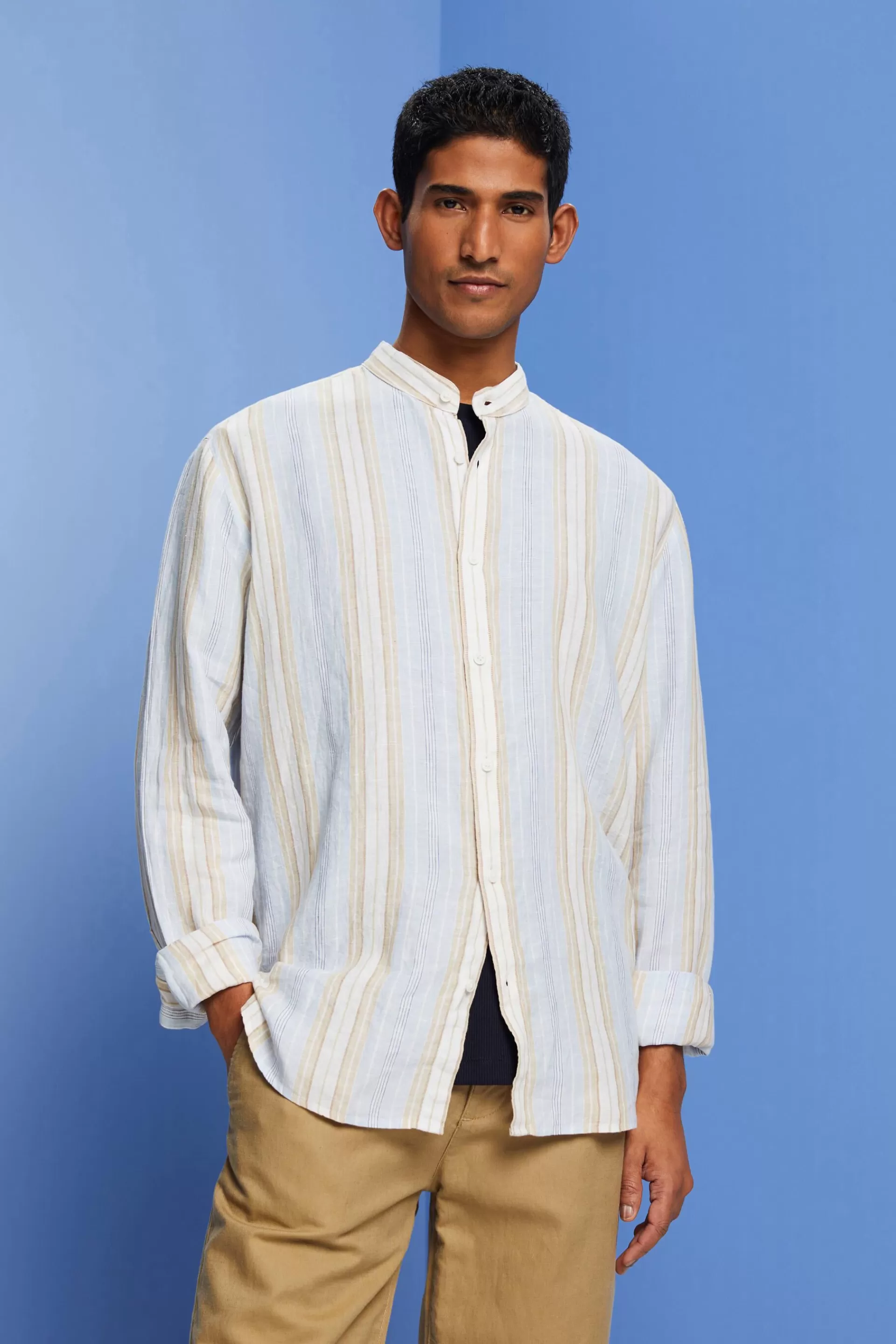 Gestreiftes Hemd, 100 % Leinen-ESPRIT Hot