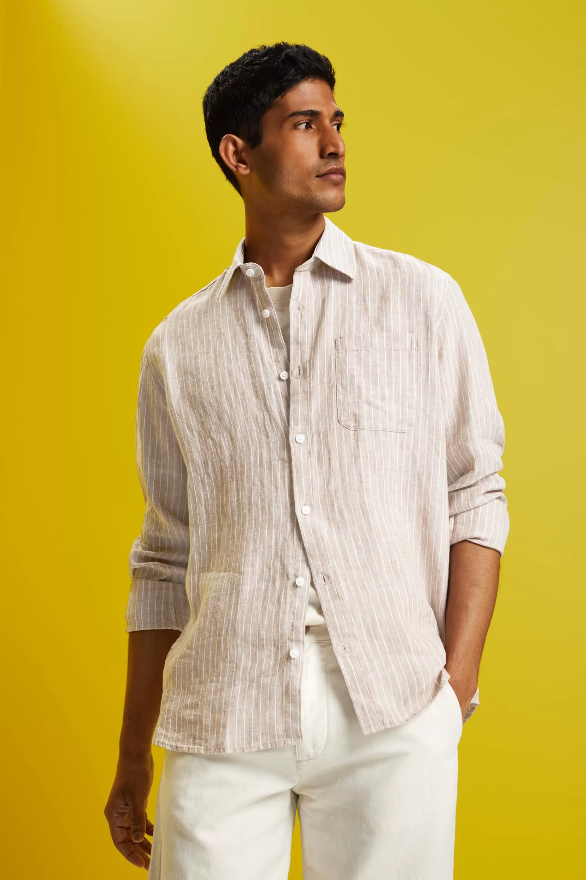 Gestreiftes Hemd, 100 % Leinen-ESPRIT Flash Sale