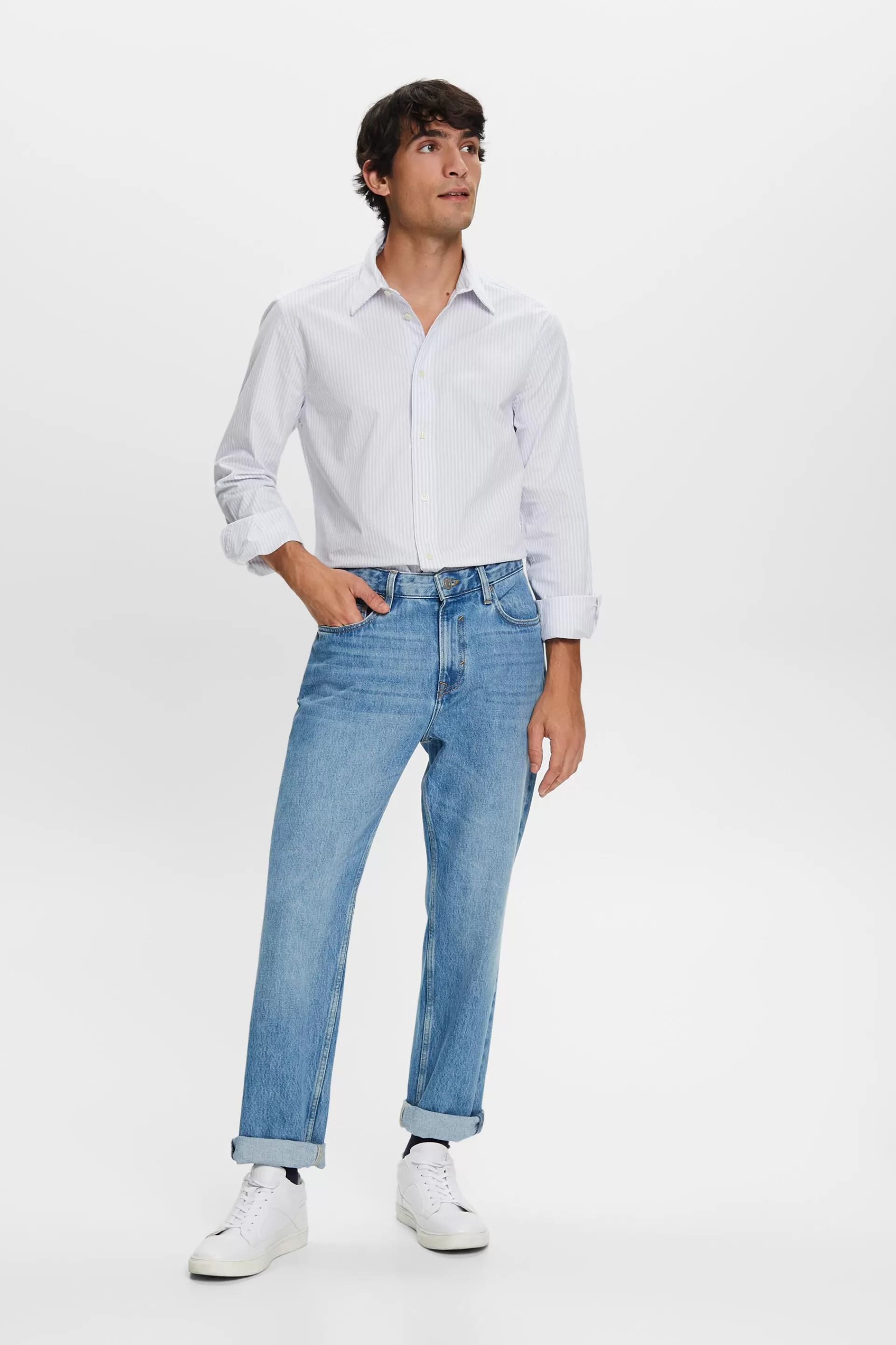 Gestreiftes Hemd aus Baumwoll-Popeline-ESPRIT Store