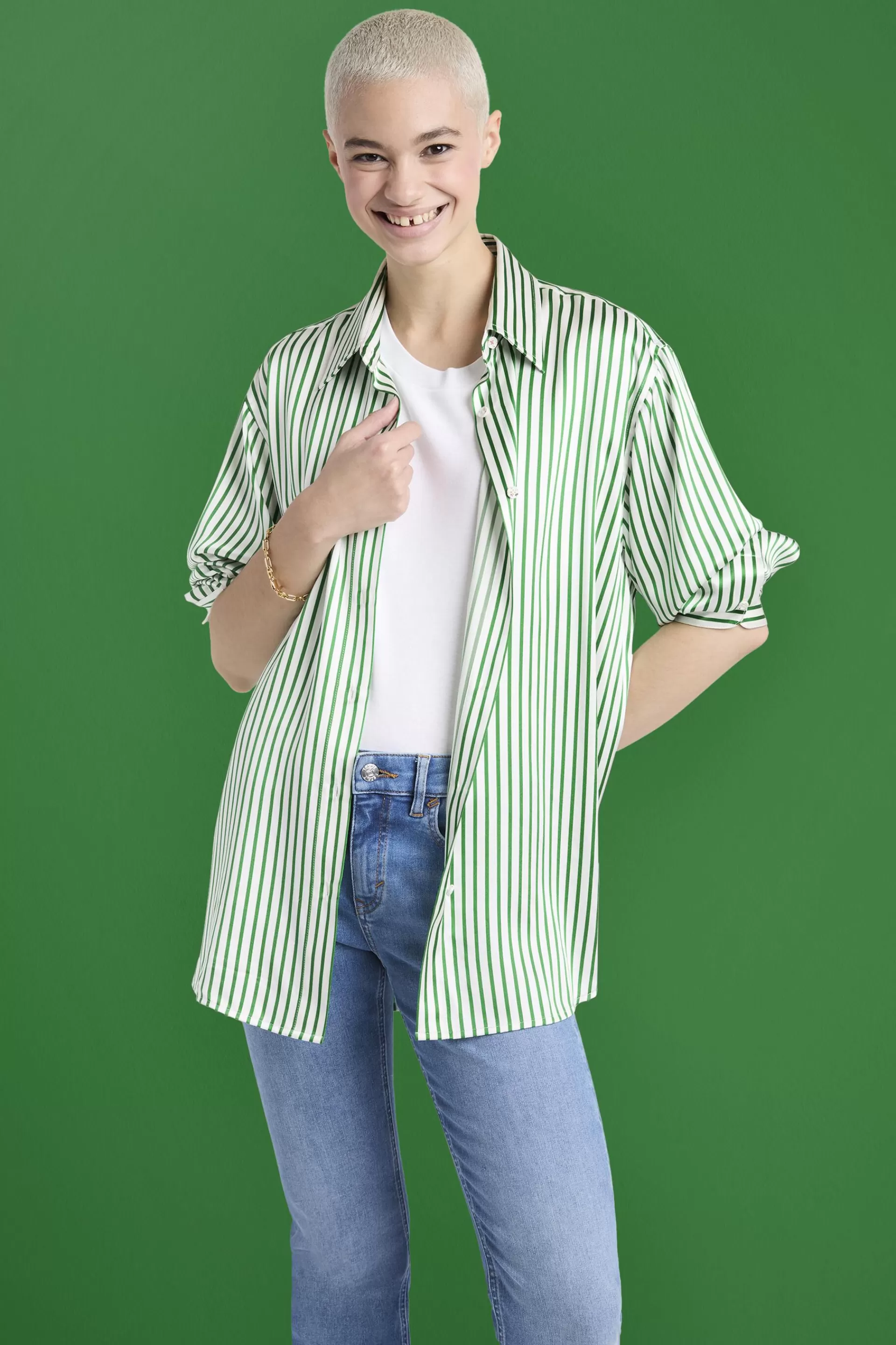 Gestreiftes Hemd aus Charmeuse Seide-ESPRIT Discount