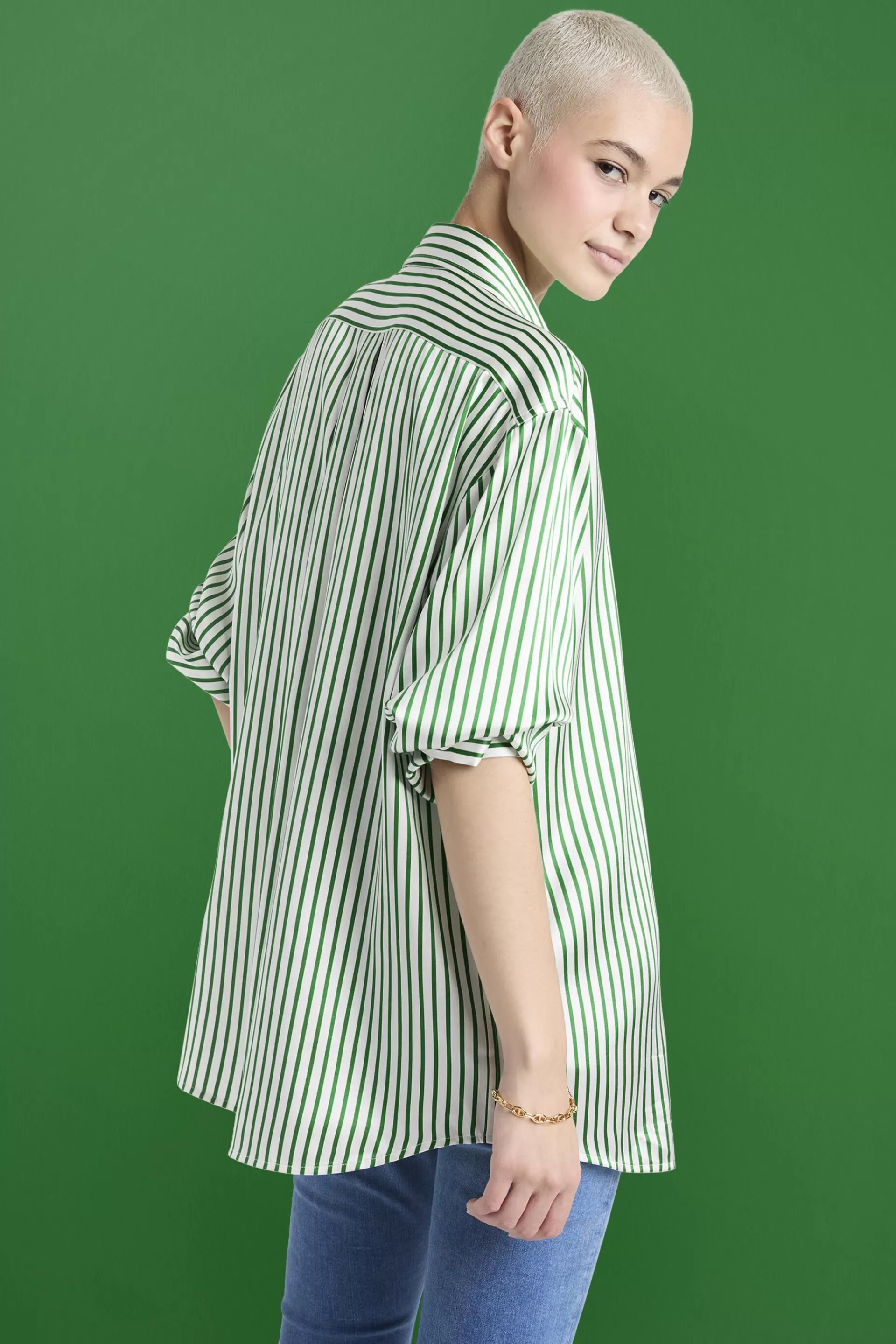 Gestreiftes Hemd aus Charmeuse Seide-ESPRIT Discount