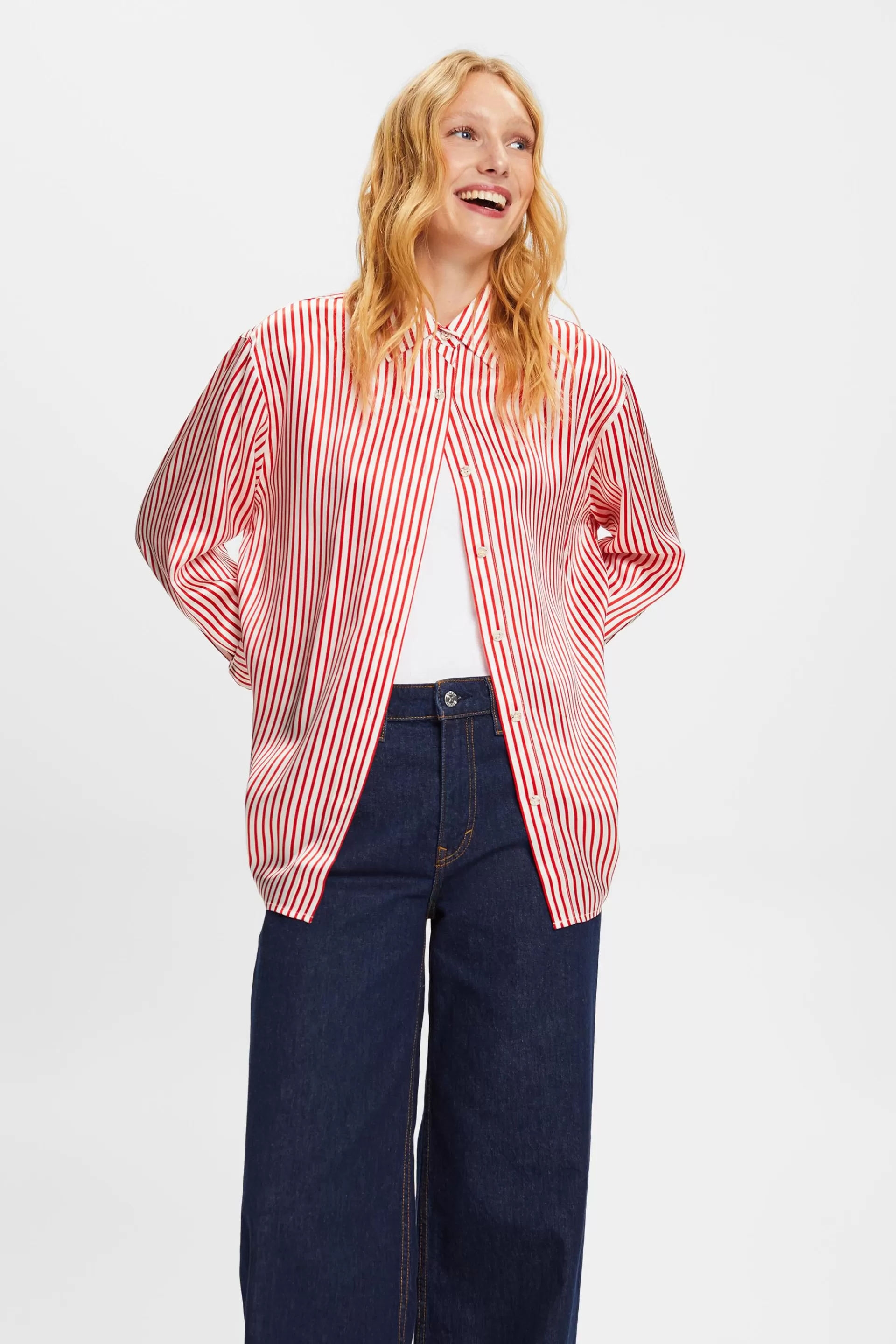 Gestreiftes Hemd aus Charmeuse Seide-ESPRIT Cheap