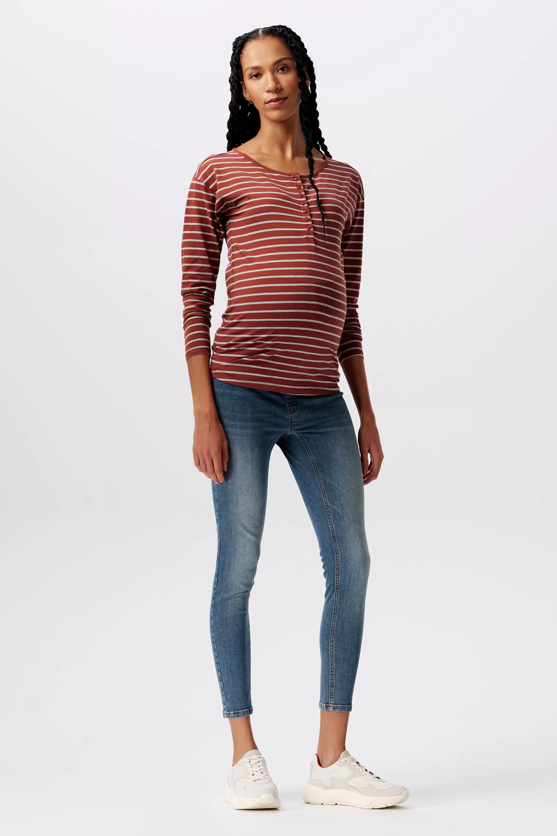 Gestreiftes Henley-Longsleeve mit Stillfunktion-ESPRIT Outlet