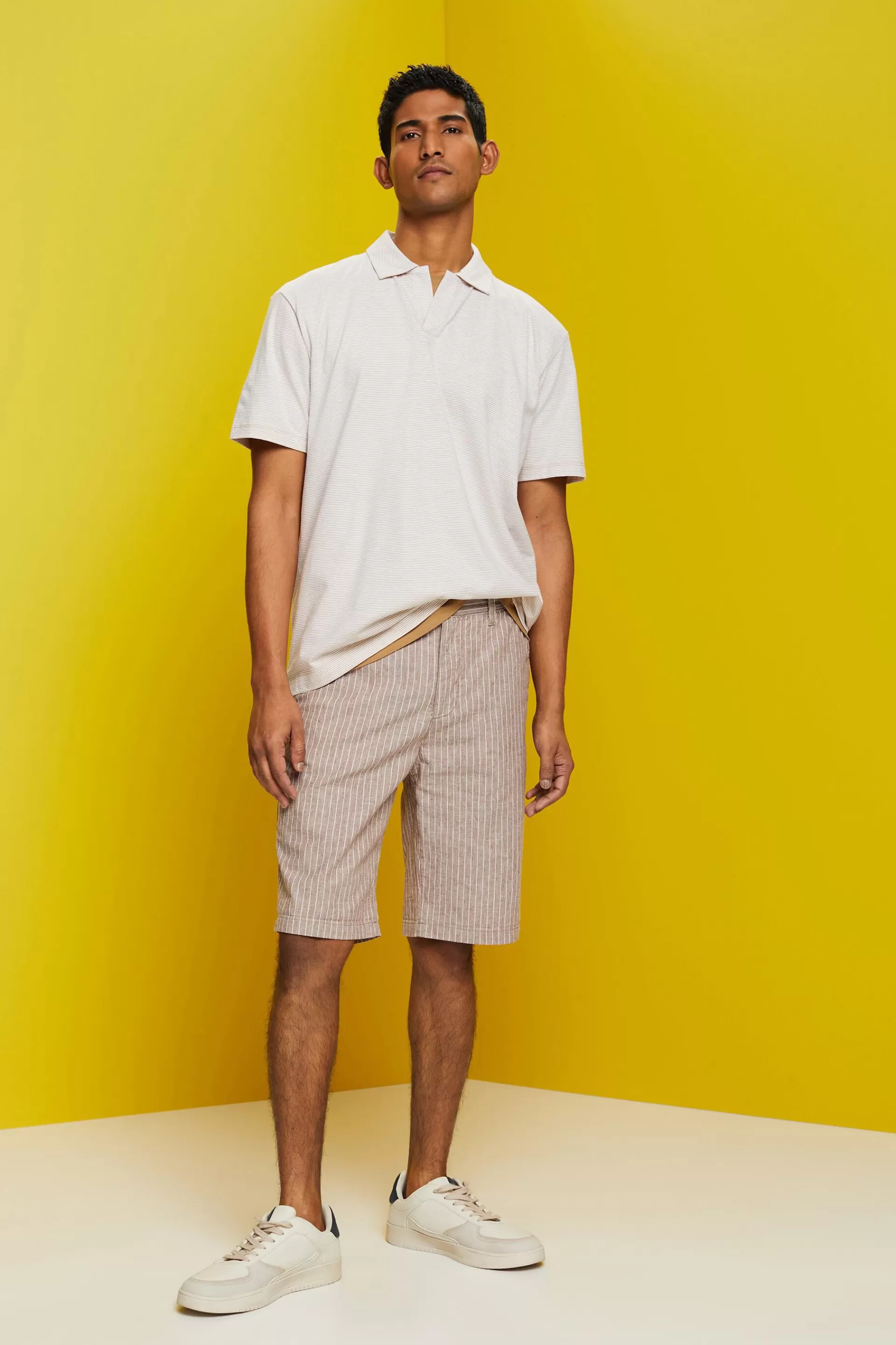 Gestreiftes Jersey Poloshirt, Baumwolle-Leinen-Mix-ESPRIT Cheap