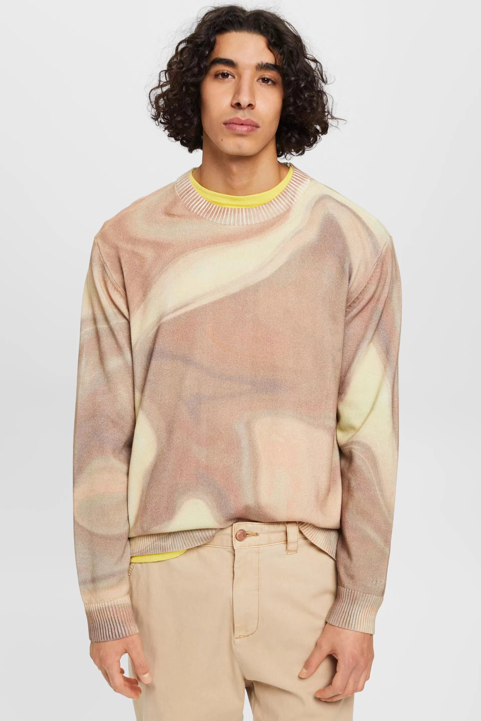 Gewebter Baumwollpullover mit Allover-Muster-ESPRIT Online