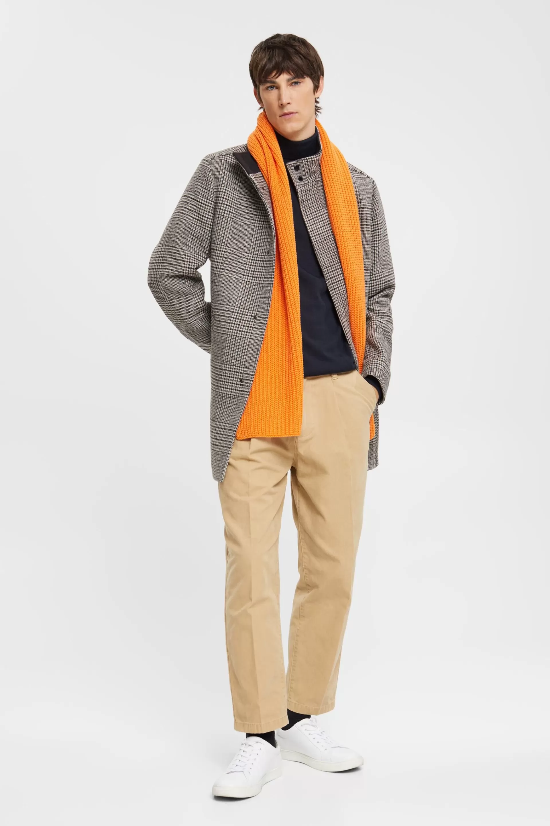 Glencheck-Mantel aus Wollgemisch-ESPRIT Cheap