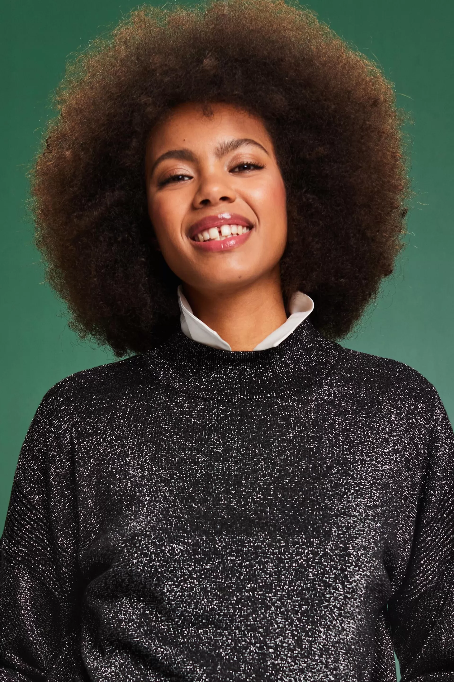 Glitzer-Pullover mit Stehkragen-ESPRIT Best