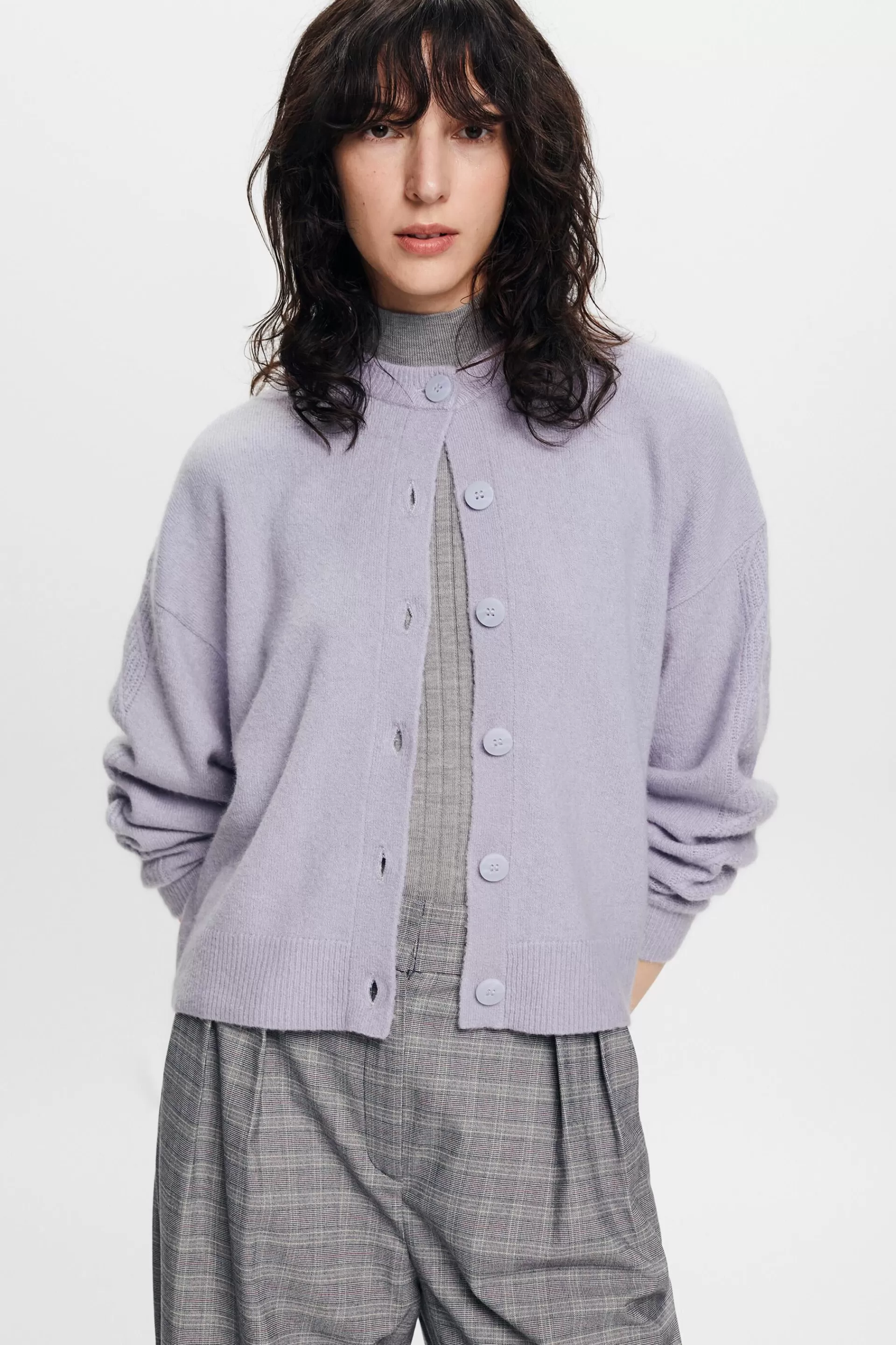 Grobstrick-Cardigan aus Wollmix-ESPRIT Clearance