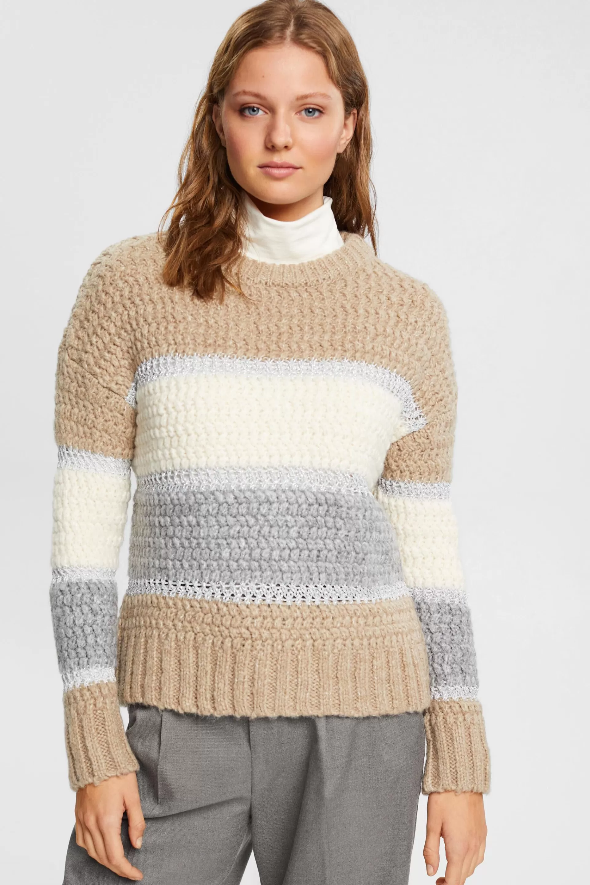 Grobstrickpullover aus Wollmix mit Glitzereffekt-ESPRIT Flash Sale