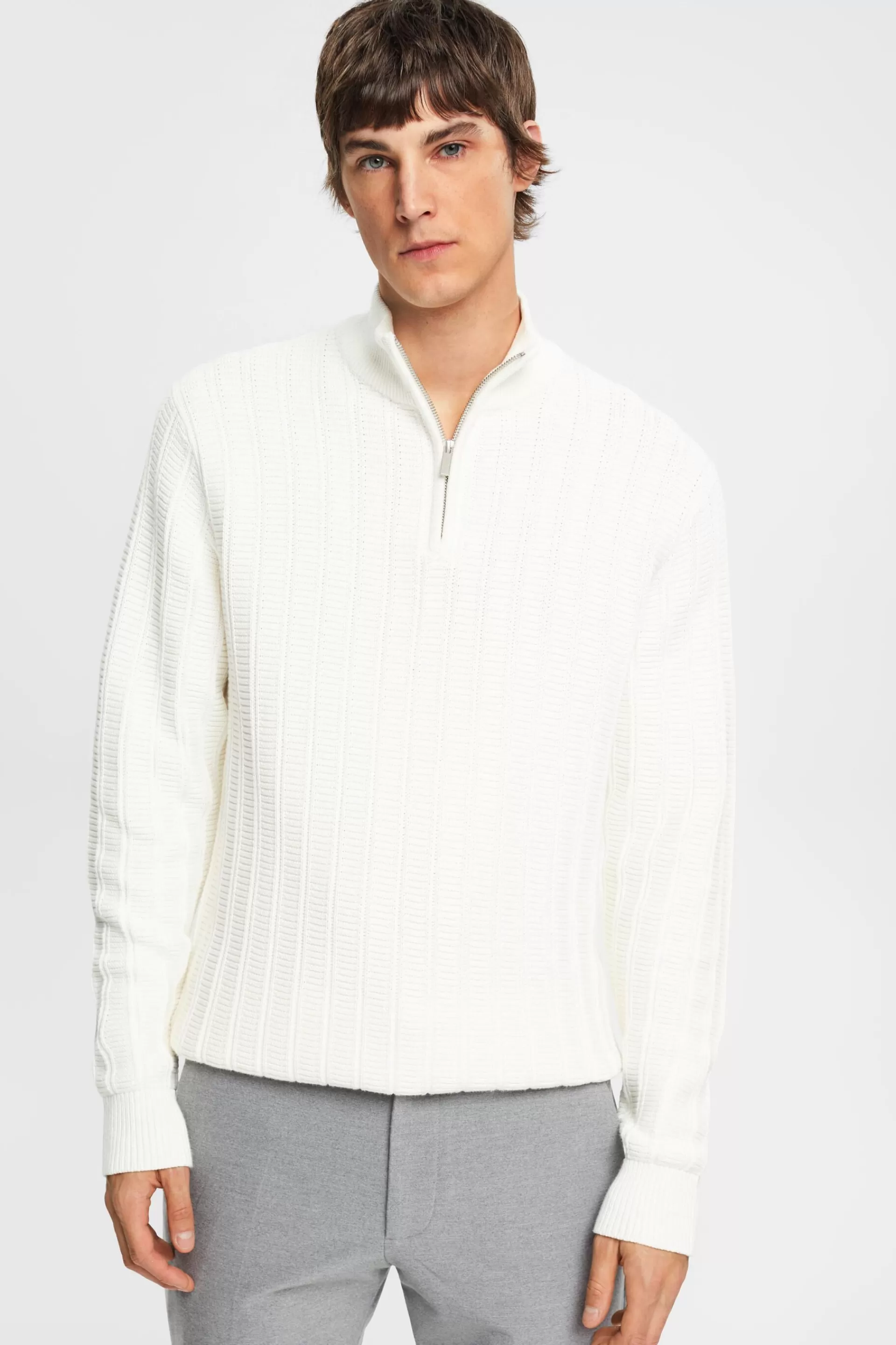 Grobstrickpullover mit kurzem Reißverschluss-ESPRIT Cheap