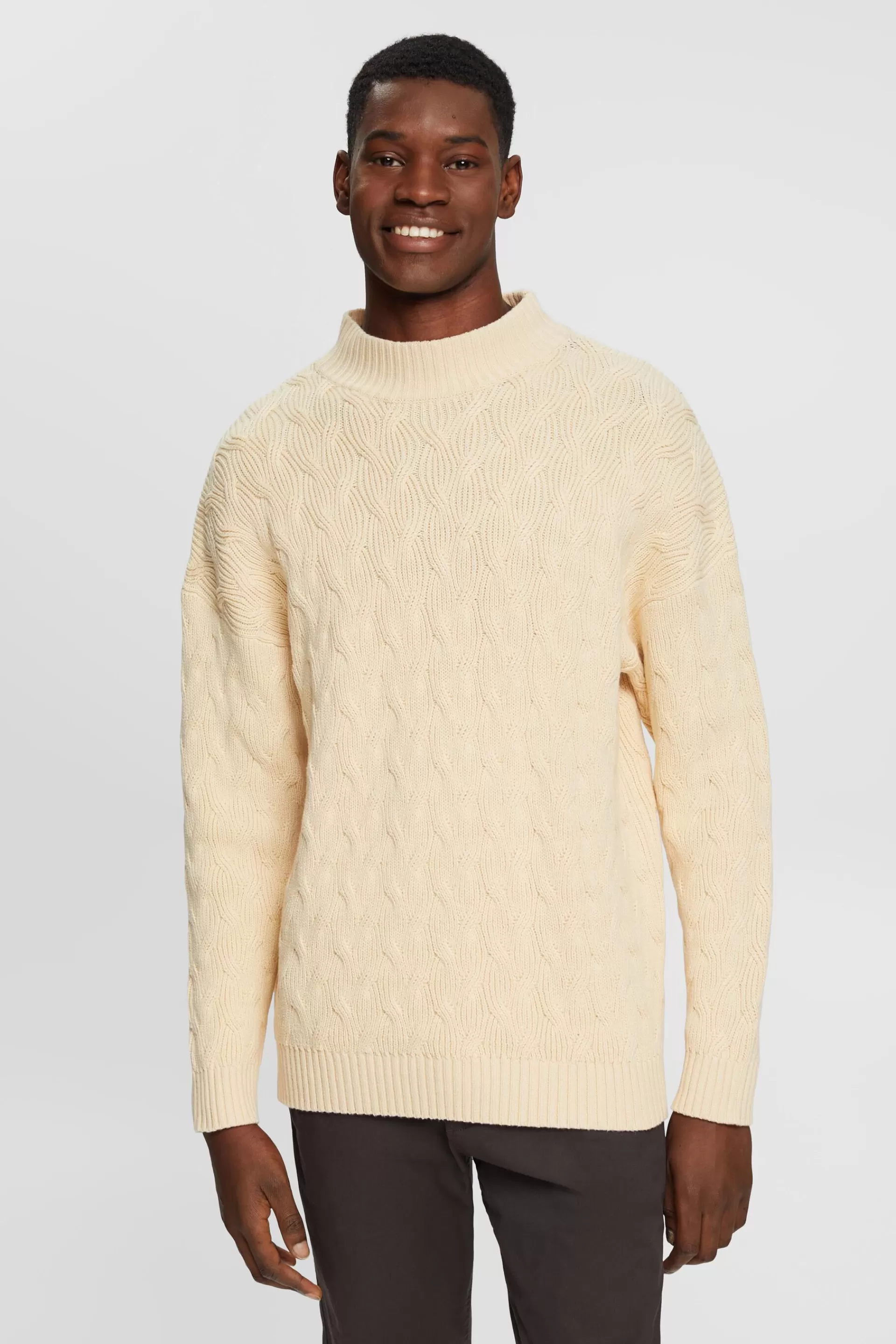 Grobstrickpullover mit Zopfmuster-ESPRIT Cheap