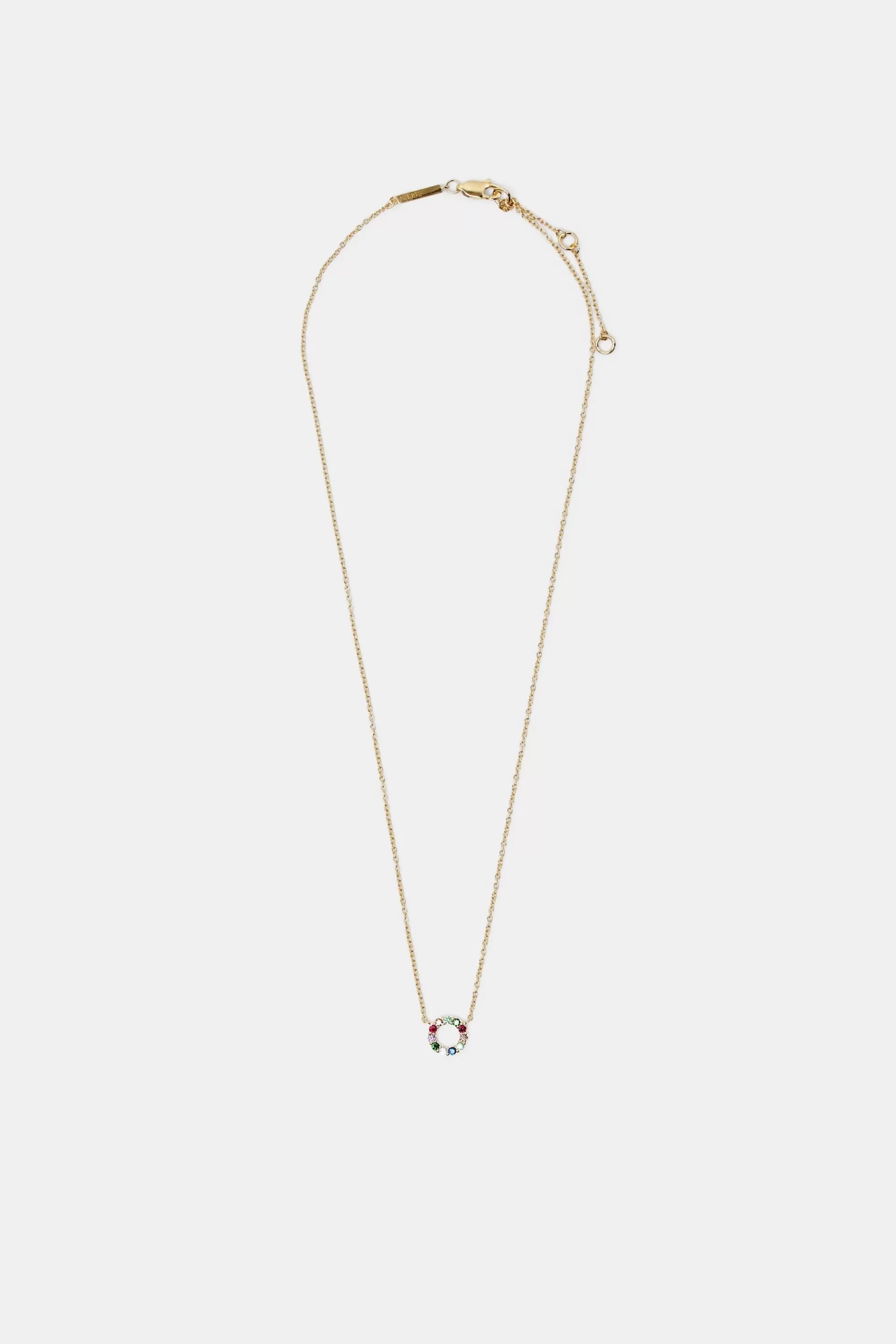Halskette aus farbenem Sterlingsilber mit ringförmigem Anhänger-ESPRIT Discount